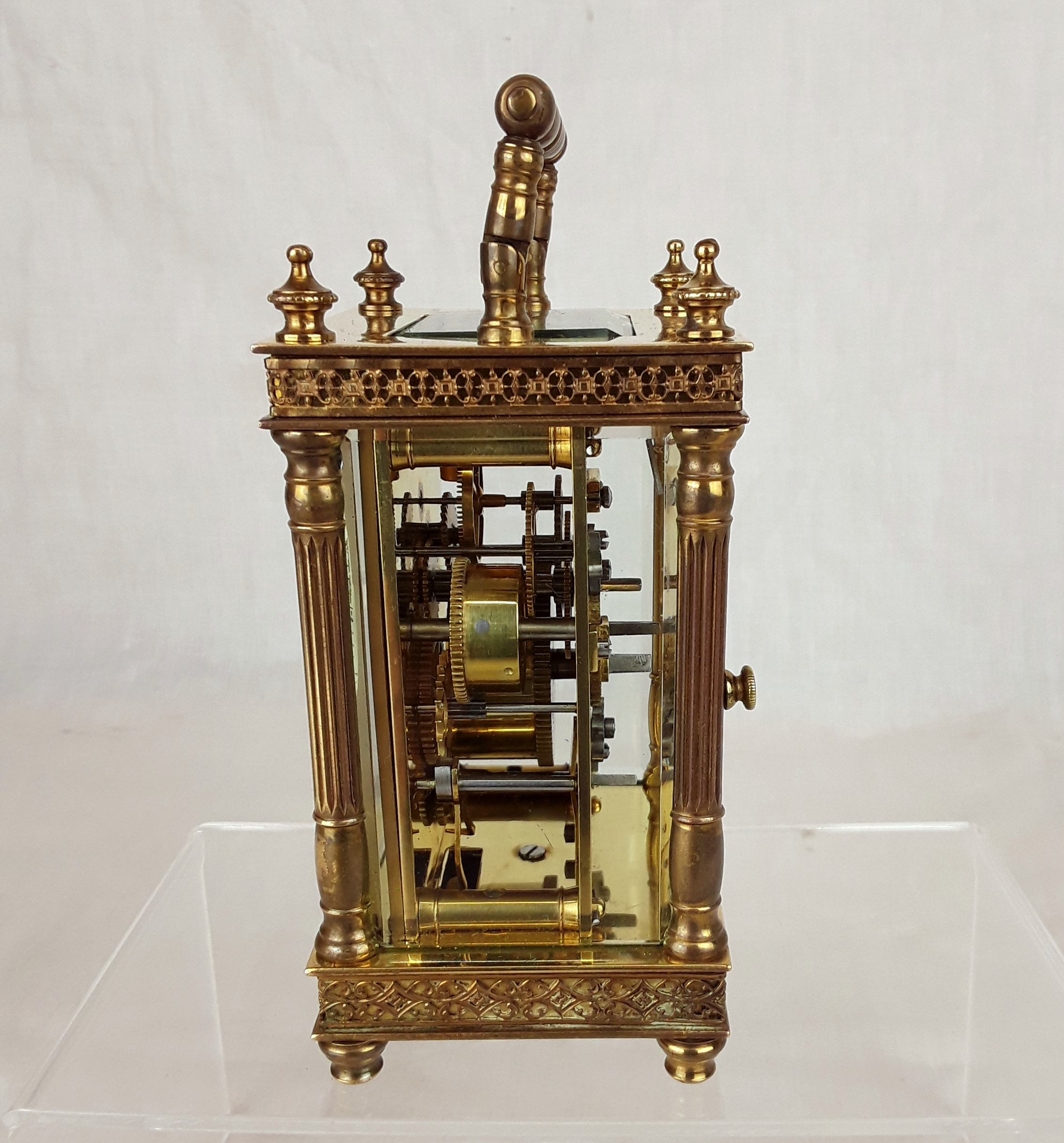Circa 1895 Fine French Diette Hour Carriage Alarm Clock - Image 6