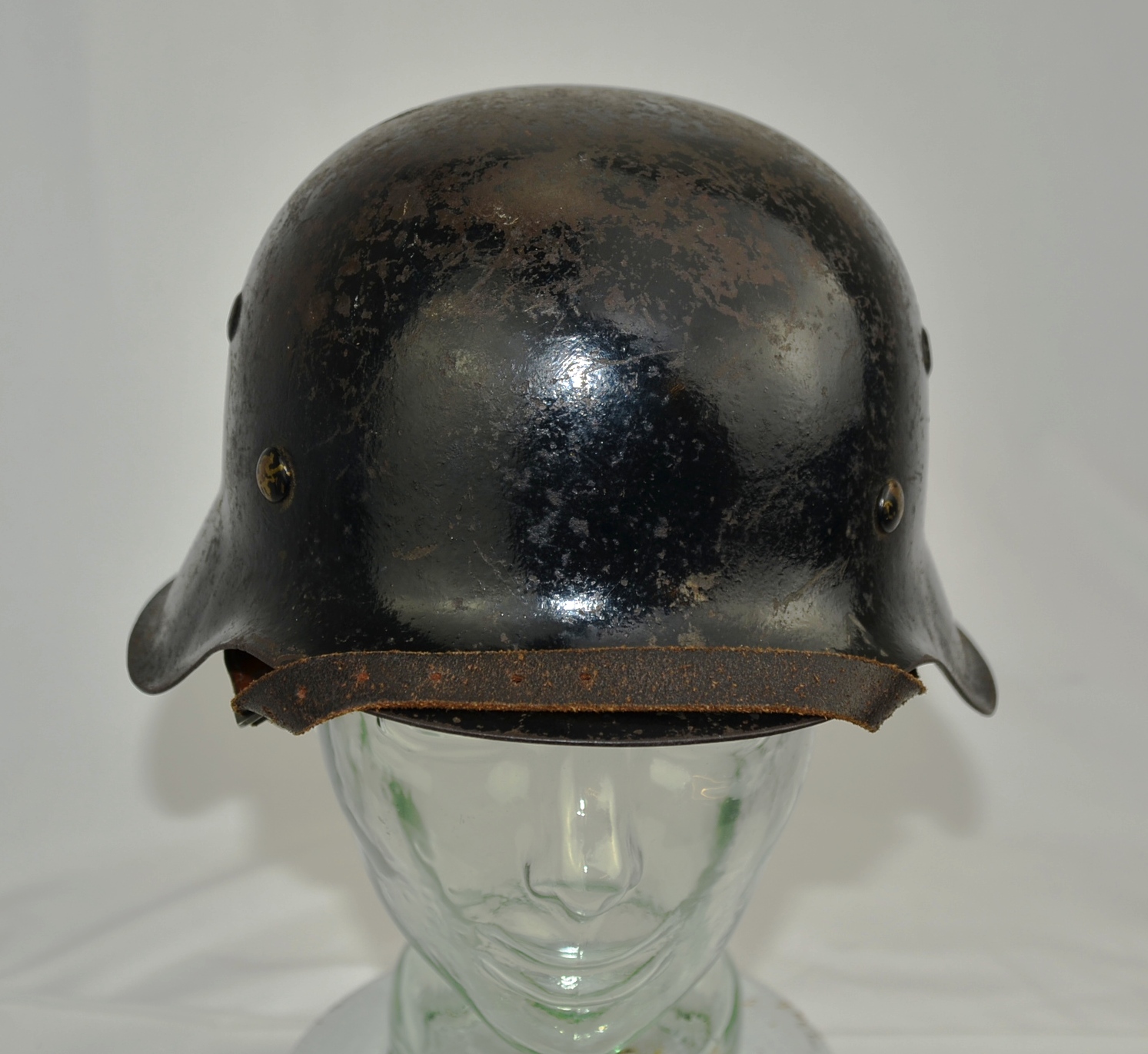 Nazi M42 SS Parade Helmet In Black Gloss - Image 6