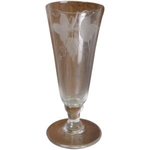Georgian Rounded Knop Etched Dwarf Ale Glass