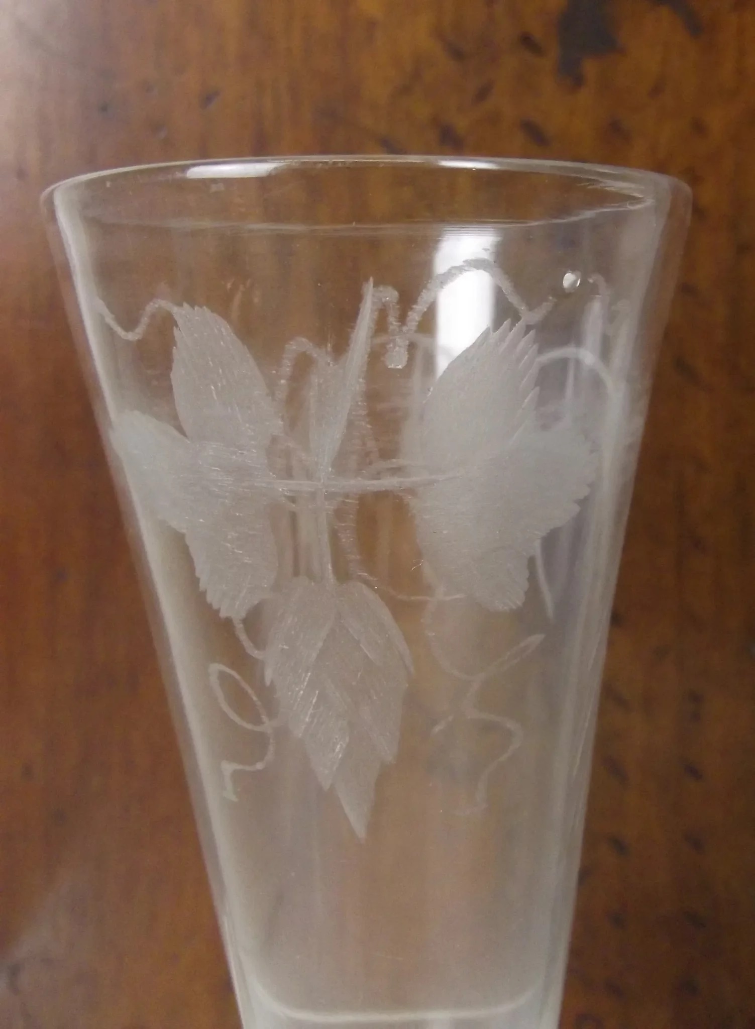 Georgian Rounded Knop Etched Dwarf Ale Glass - Image 6