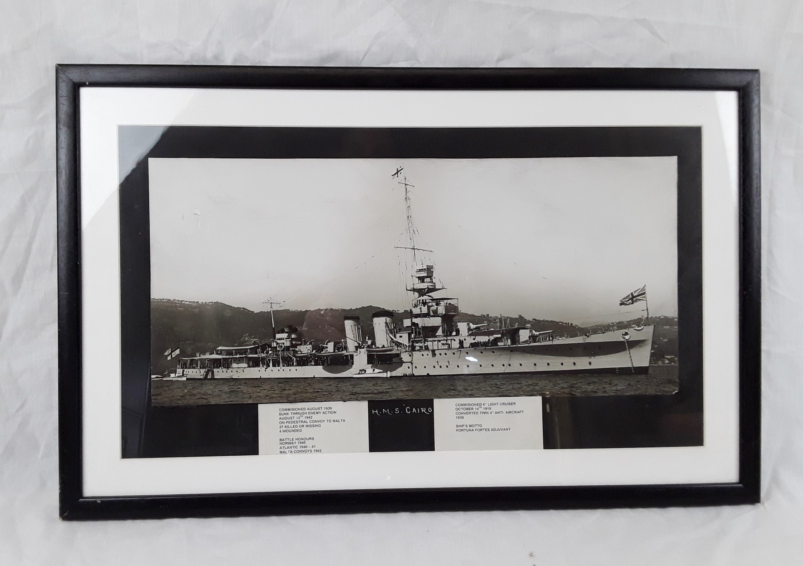 HMS Cairo 1919 C Class Light Cruiser Boat Badge And Photograph - Image 5