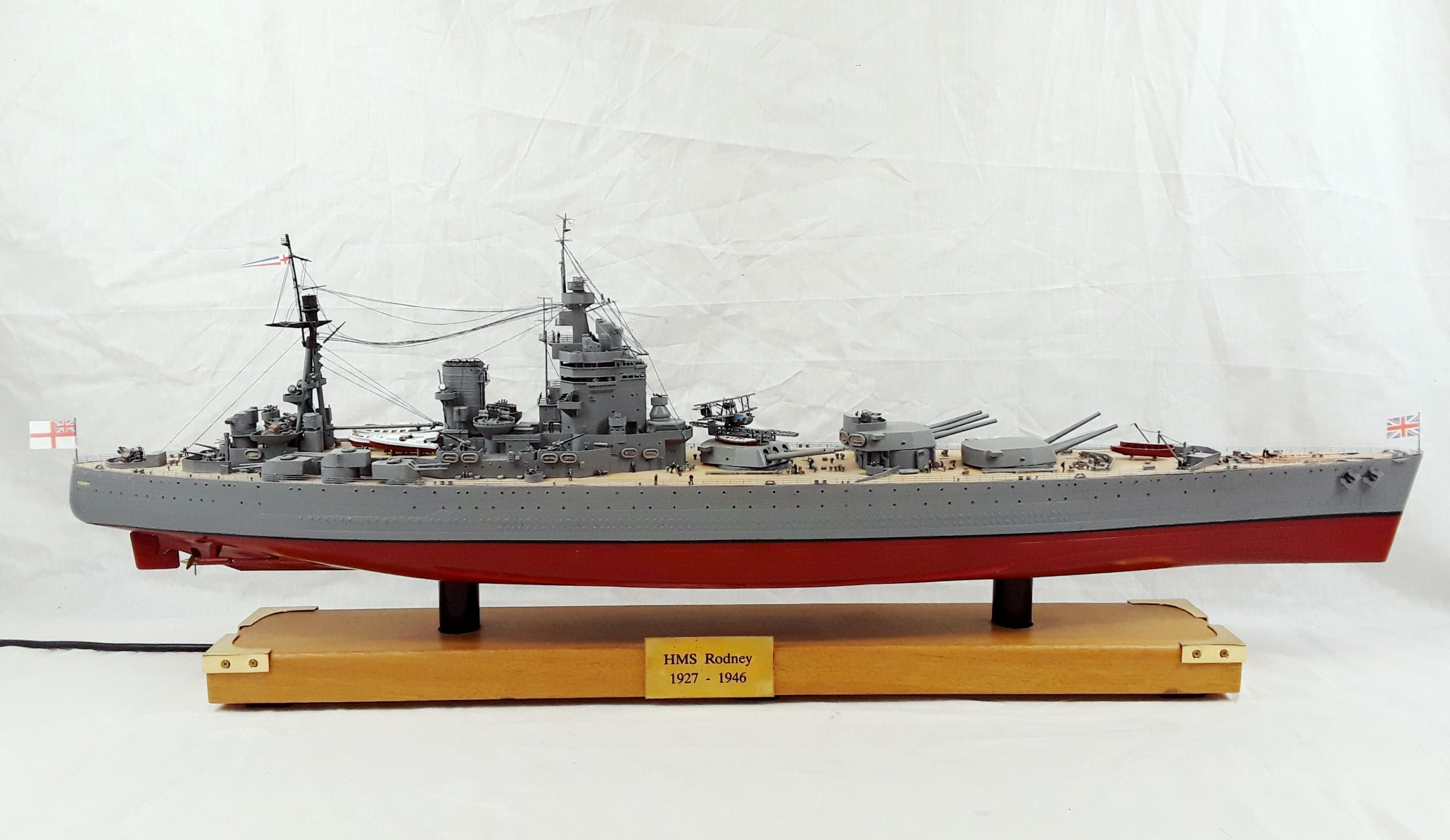 Large Finely Built And Illuminated Model Of The Battleship HMS Rodney