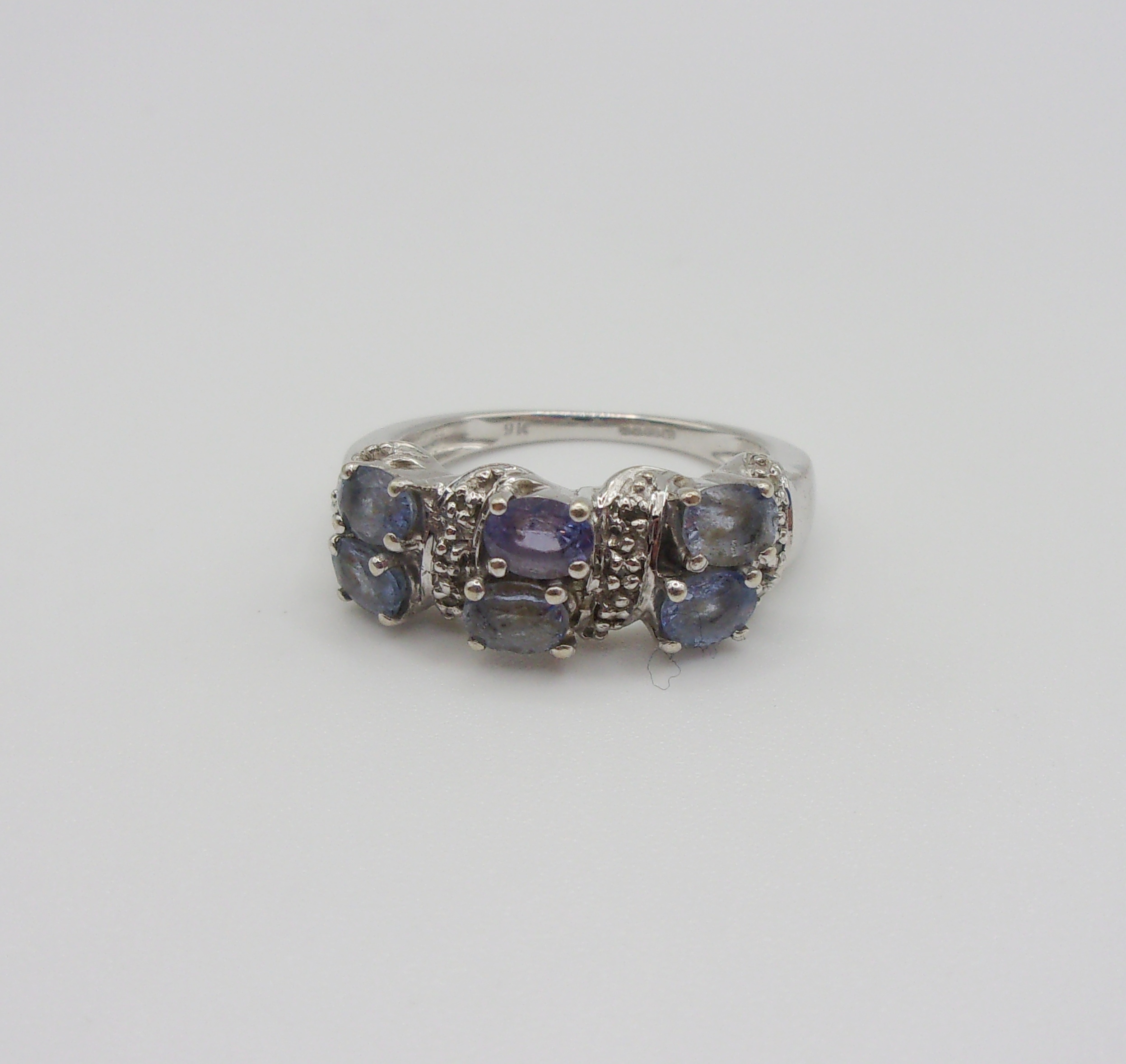 9ct White Gold Sapphire & Diamond Cluster Ring UK Size J+ US 5