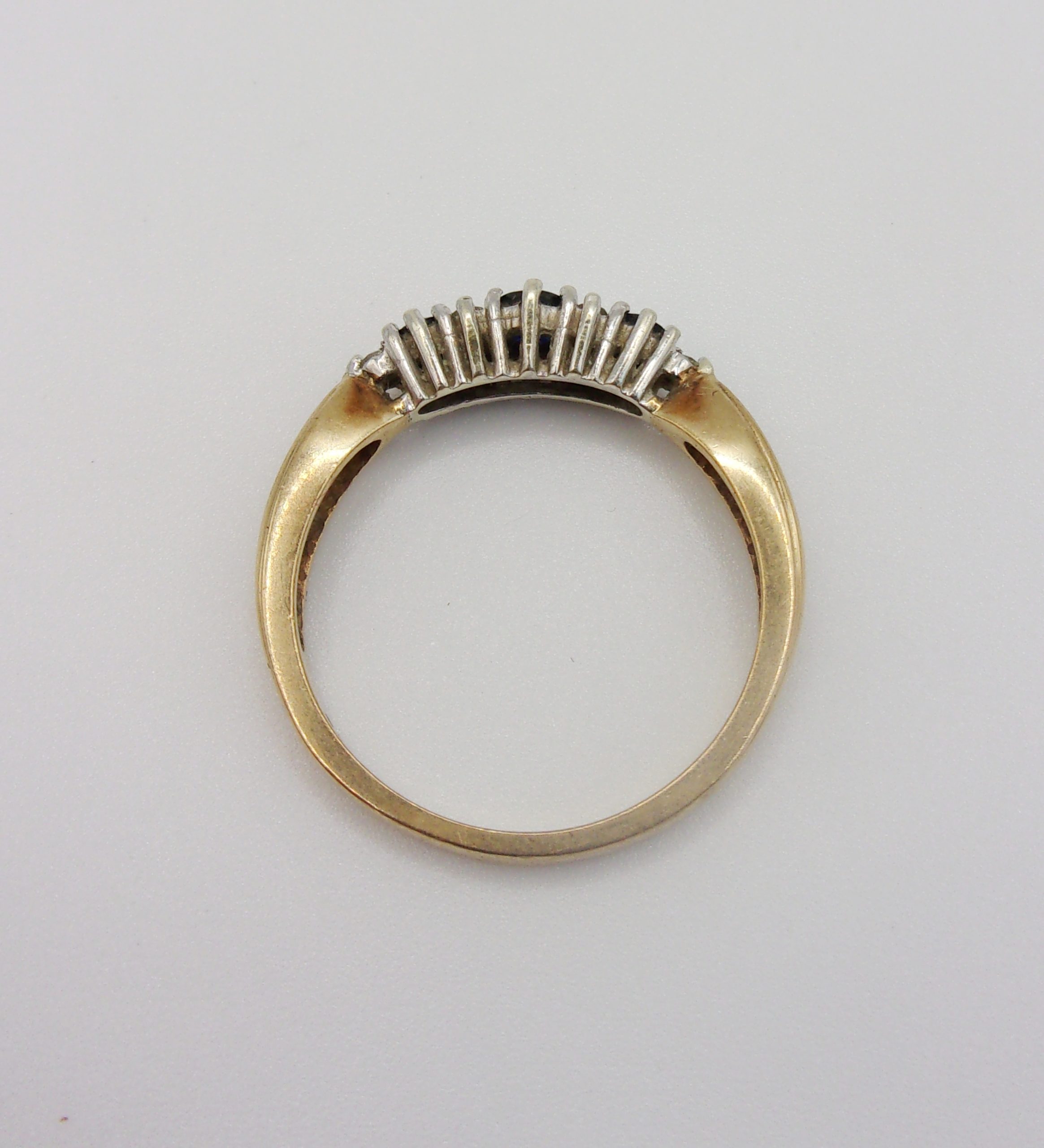 9ct Yellow Gold Sapphire & Diamond Ring UK Size P US 7 ½ - Image 6