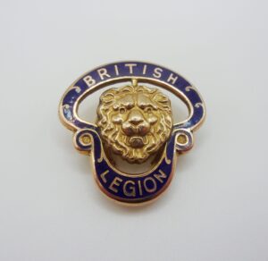 9ct Yellow Gold & Enamel Royal British Legion Buttonhole Badge 1958