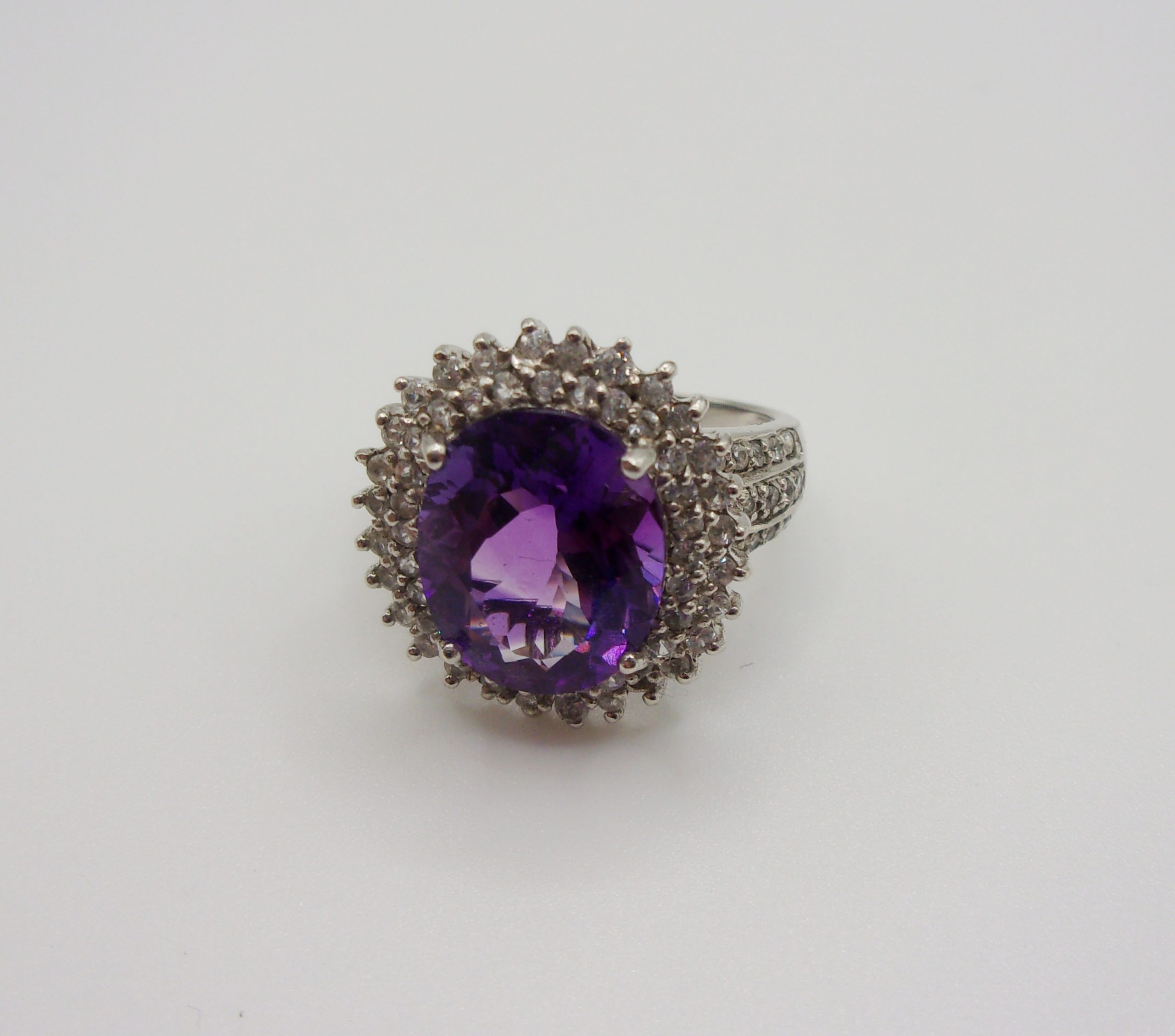 9ct White Gold Amethyst & Topaz Flower Head Ring UK Size K US 5 ¼ - Image 5