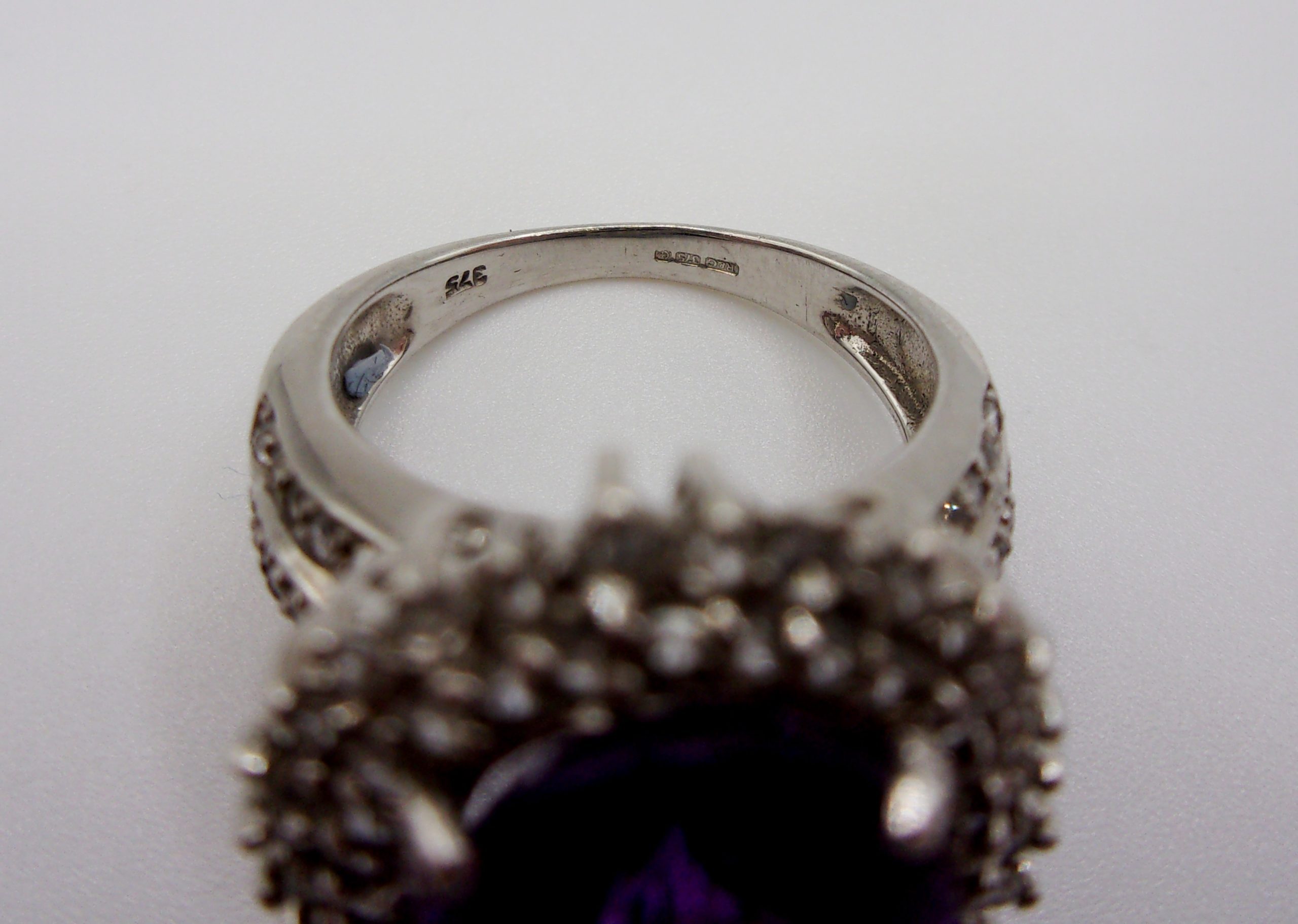 9ct White Gold Amethyst & Topaz Flower Head Ring UK Size K US 5 ¼ - Image 6