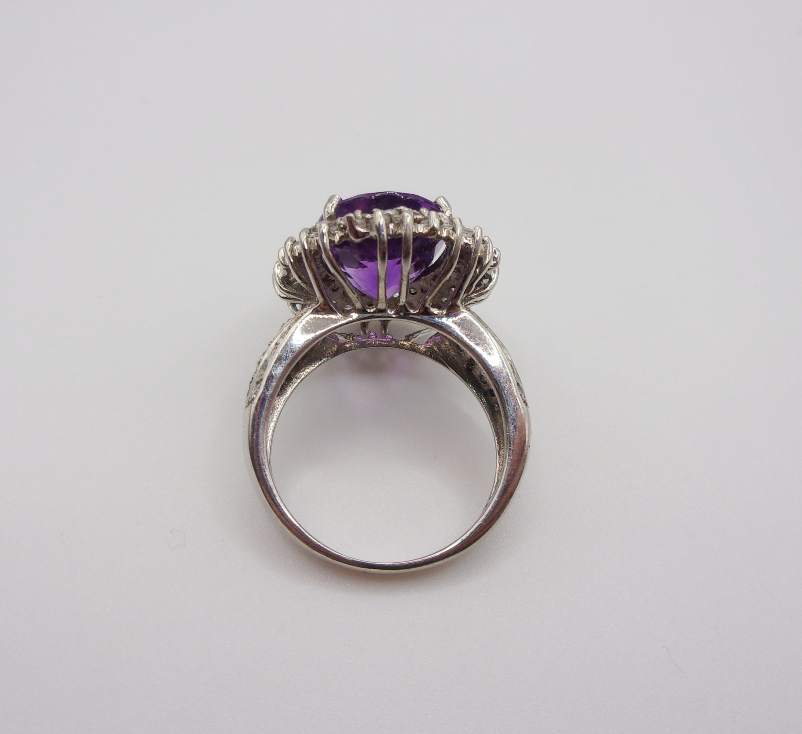 9ct White Gold Amethyst & Topaz Flower Head Ring UK Size K US 5 ¼ - Image 7