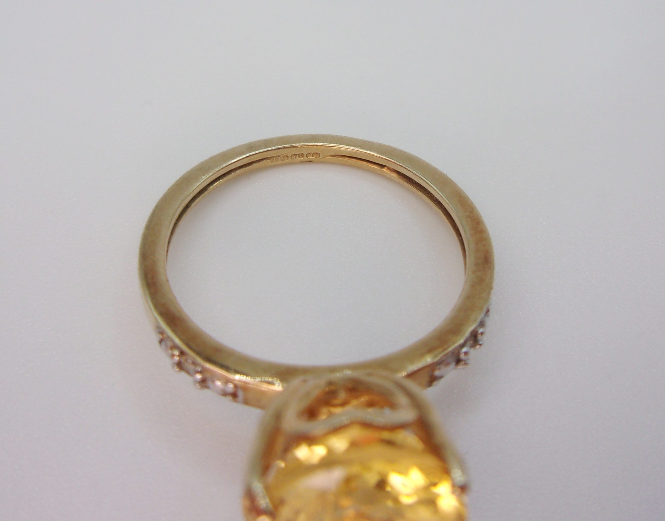 9ct Yellow Gold Citrine & Diamond Ring UK Size J US 4 ¾ - Image 5
