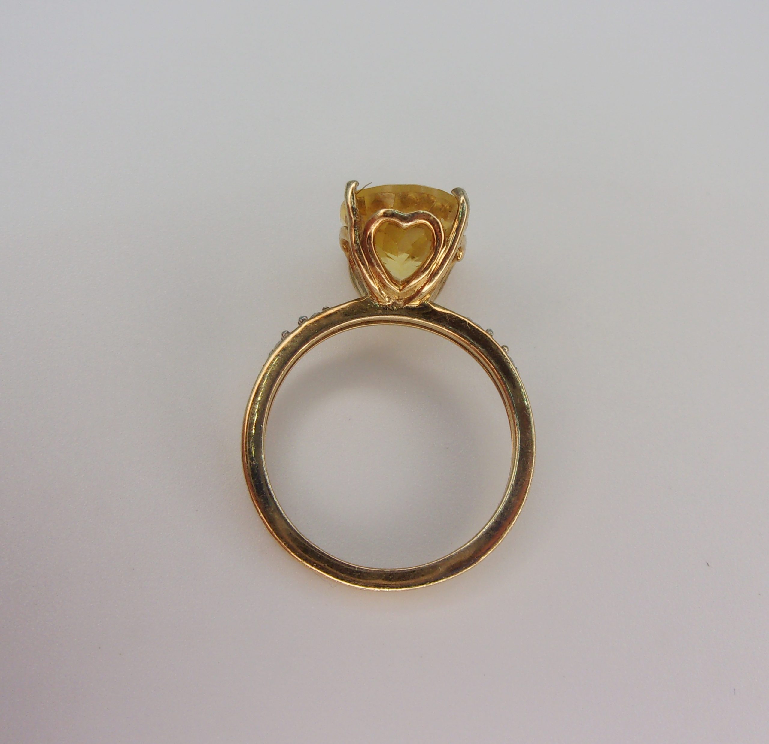 9ct Yellow Gold Citrine & Diamond Ring UK Size J US 4 ¾ - Image 6