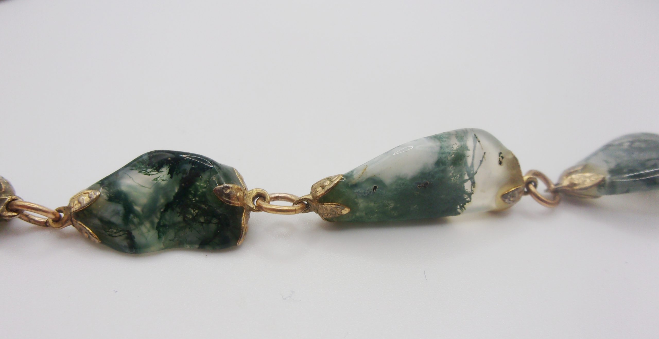 Natural Green Moss Agate Gold Plate Necklace - 18 ½ inches - Image 4