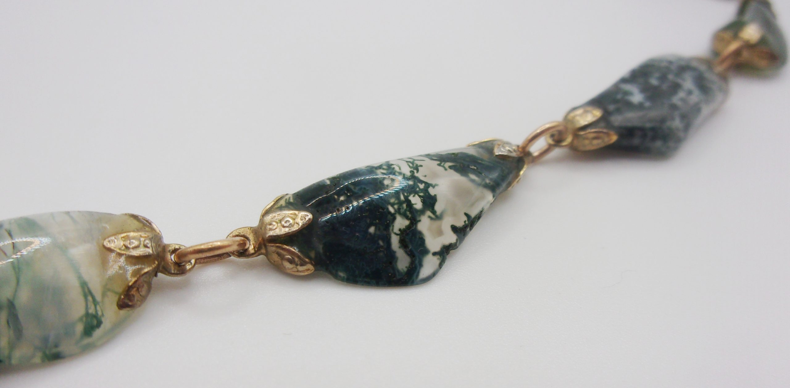 Natural Green Moss Agate Gold Plate Necklace - 18 ½ inches - Image 6
