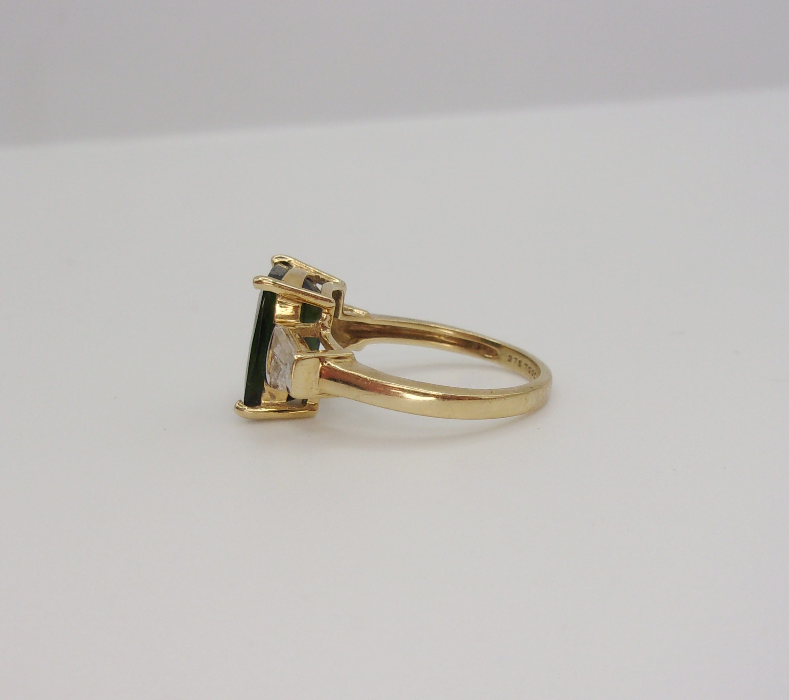 9ct Yellow Gold Russian Diopside & Sapphire Ring UK Size J+ US 5 - Image 2