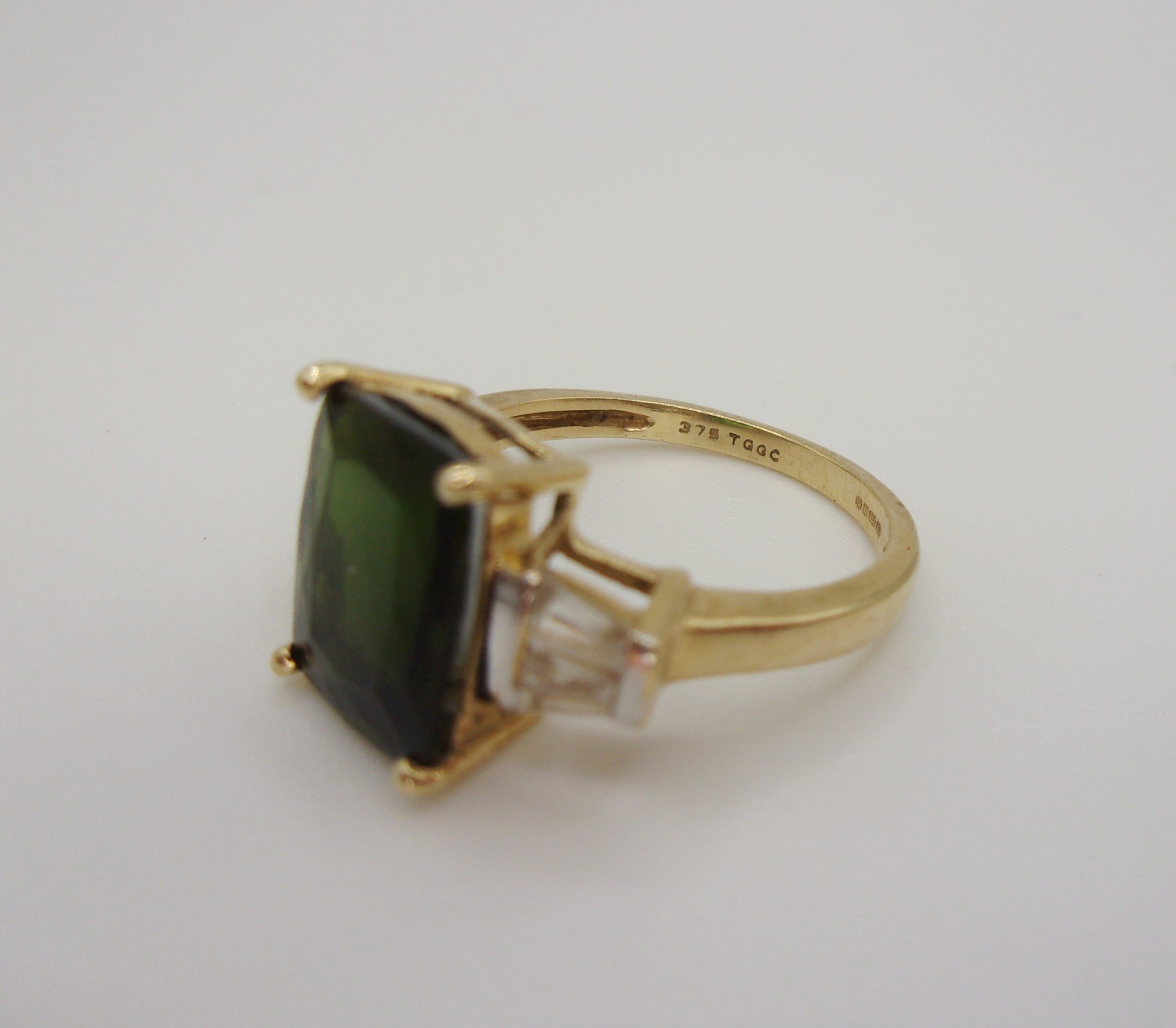 9ct Yellow Gold Russian Diopside & Sapphire Ring UK Size J+ US 5 - Image 3