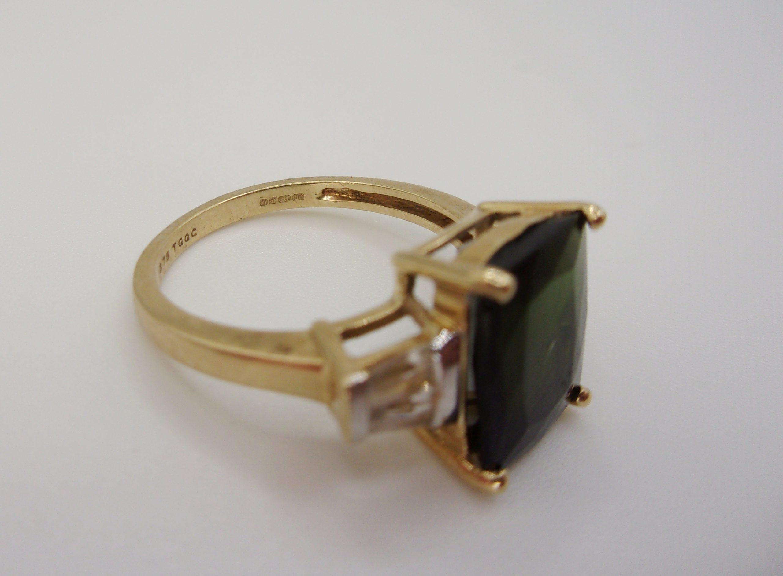9ct Yellow Gold Russian Diopside & Sapphire Ring UK Size J+ US 5 - Image 4