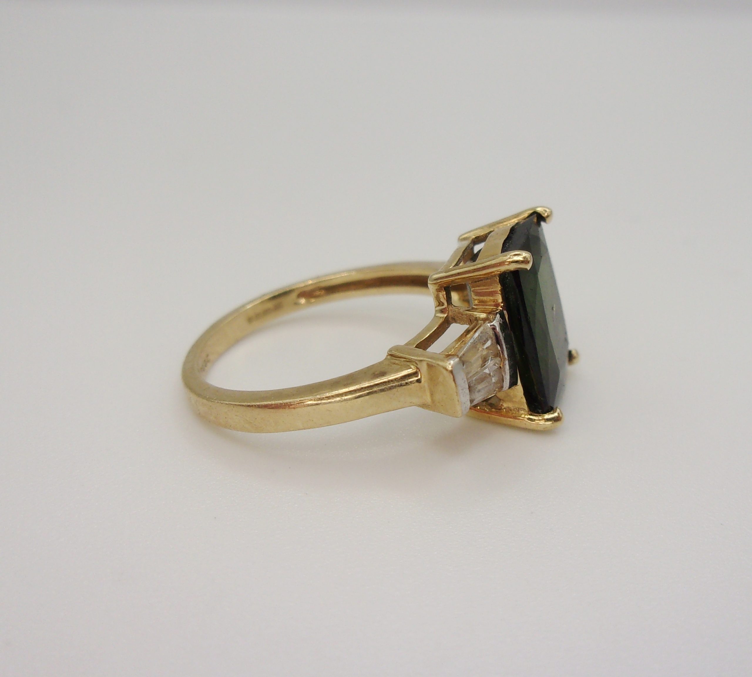 9ct Yellow Gold Russian Diopside & Sapphire Ring UK Size J+ US 5 - Image 5