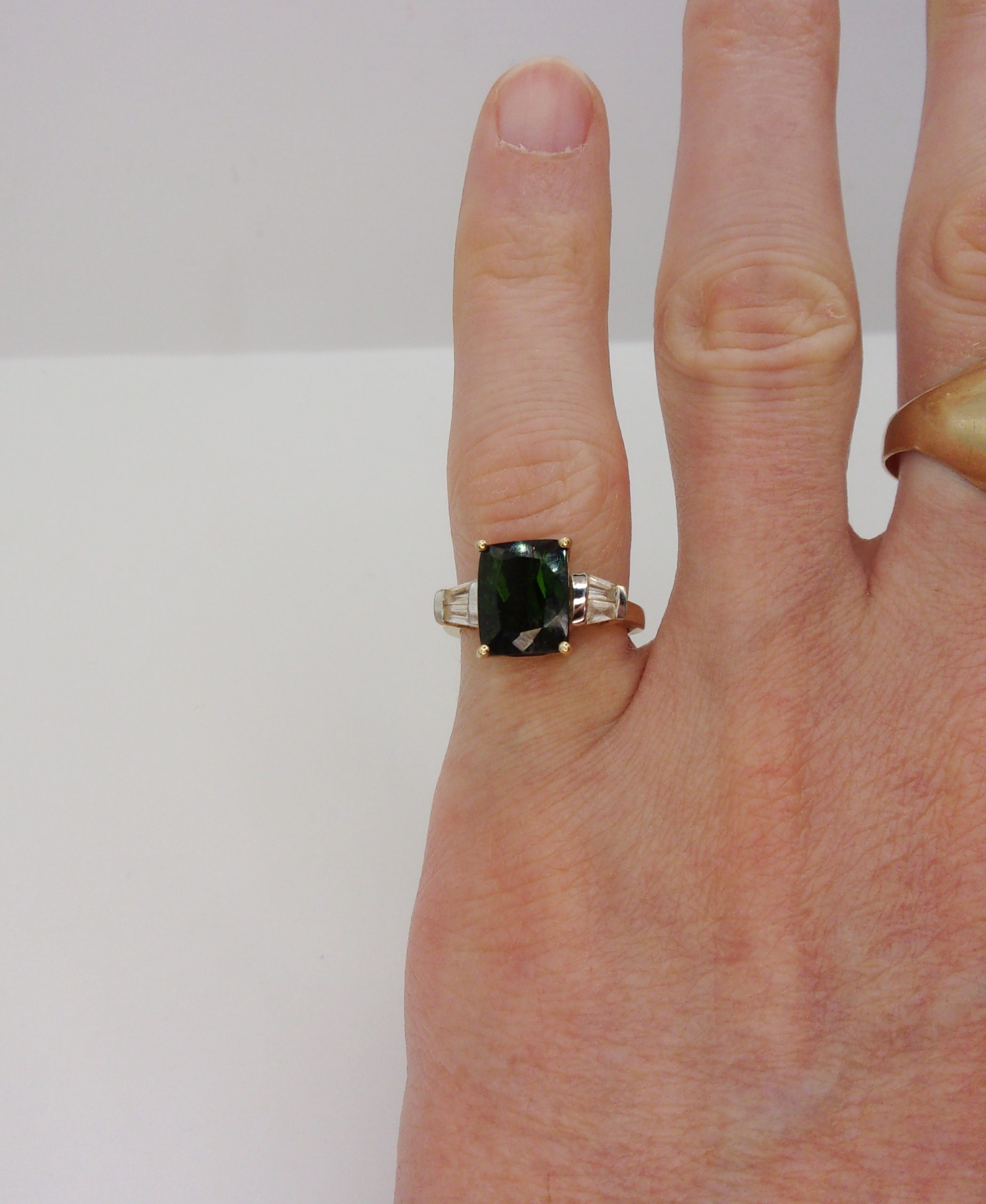 9ct Yellow Gold Russian Diopside & Sapphire Ring UK Size J+ US 5 - Image 8