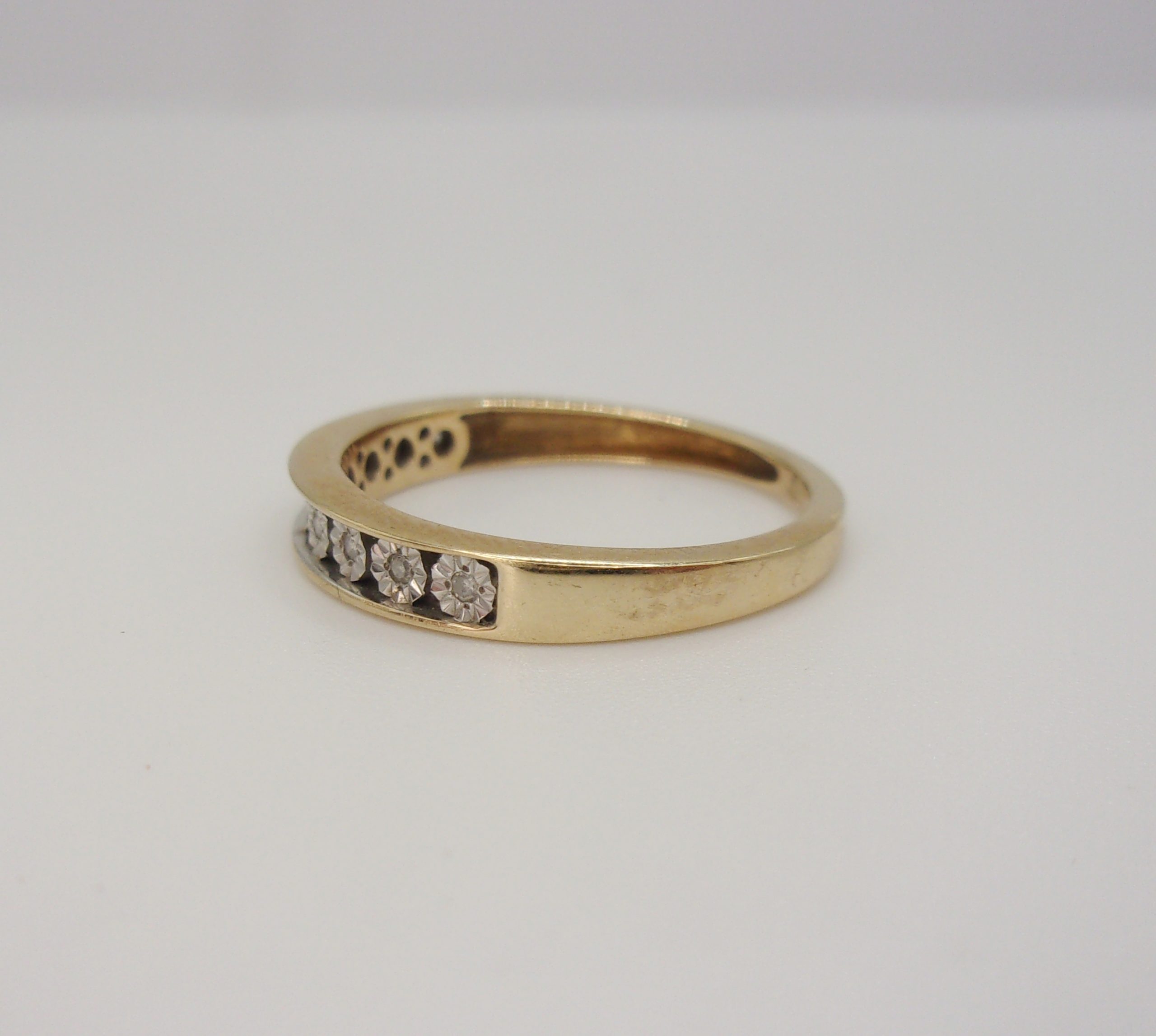 9ct Yellow Gold Diamond Ring UK Size M+ US 6 ¼ - Image 2