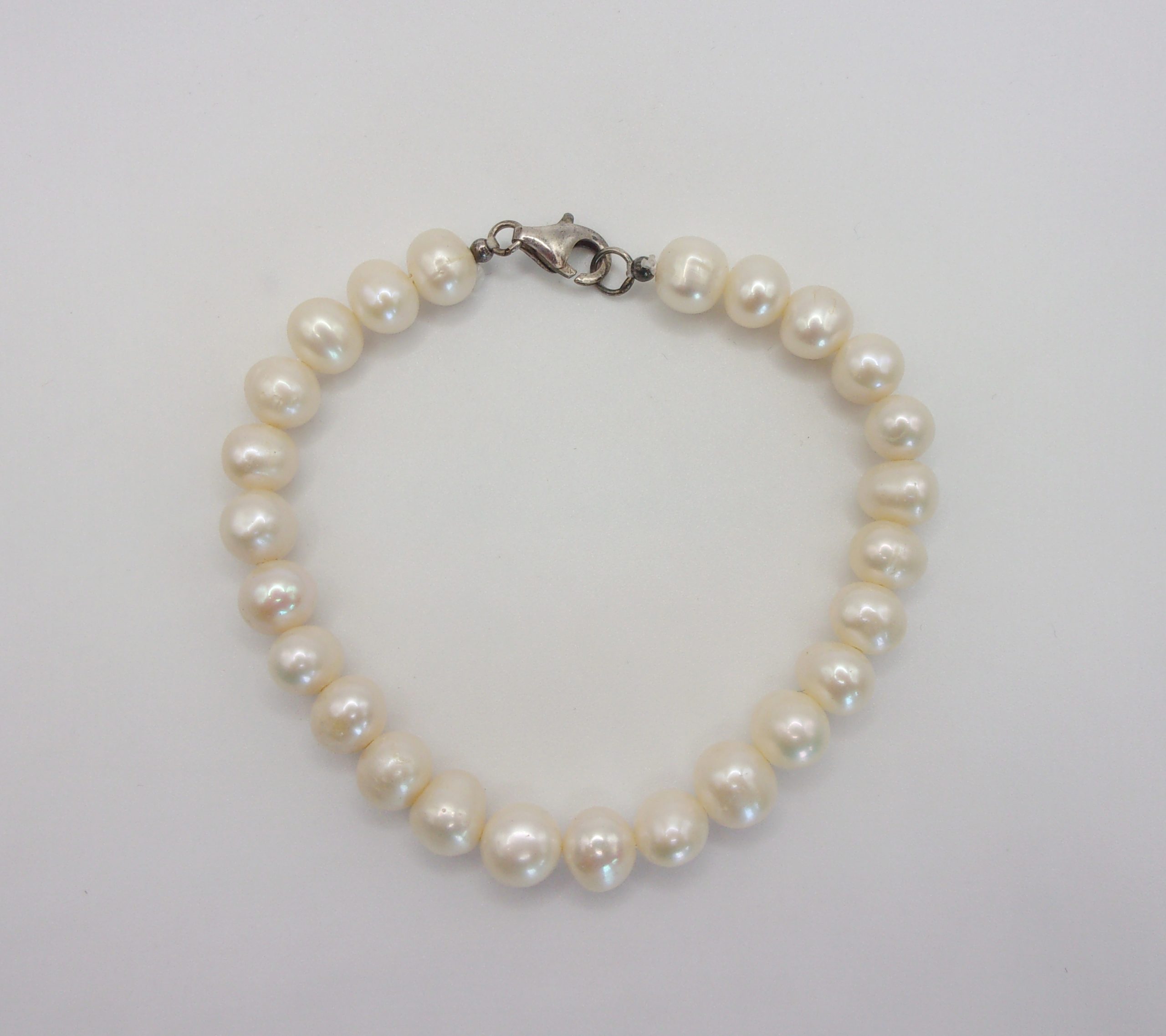 Natural Pearl Bracelet With Sterling Silver Clasp