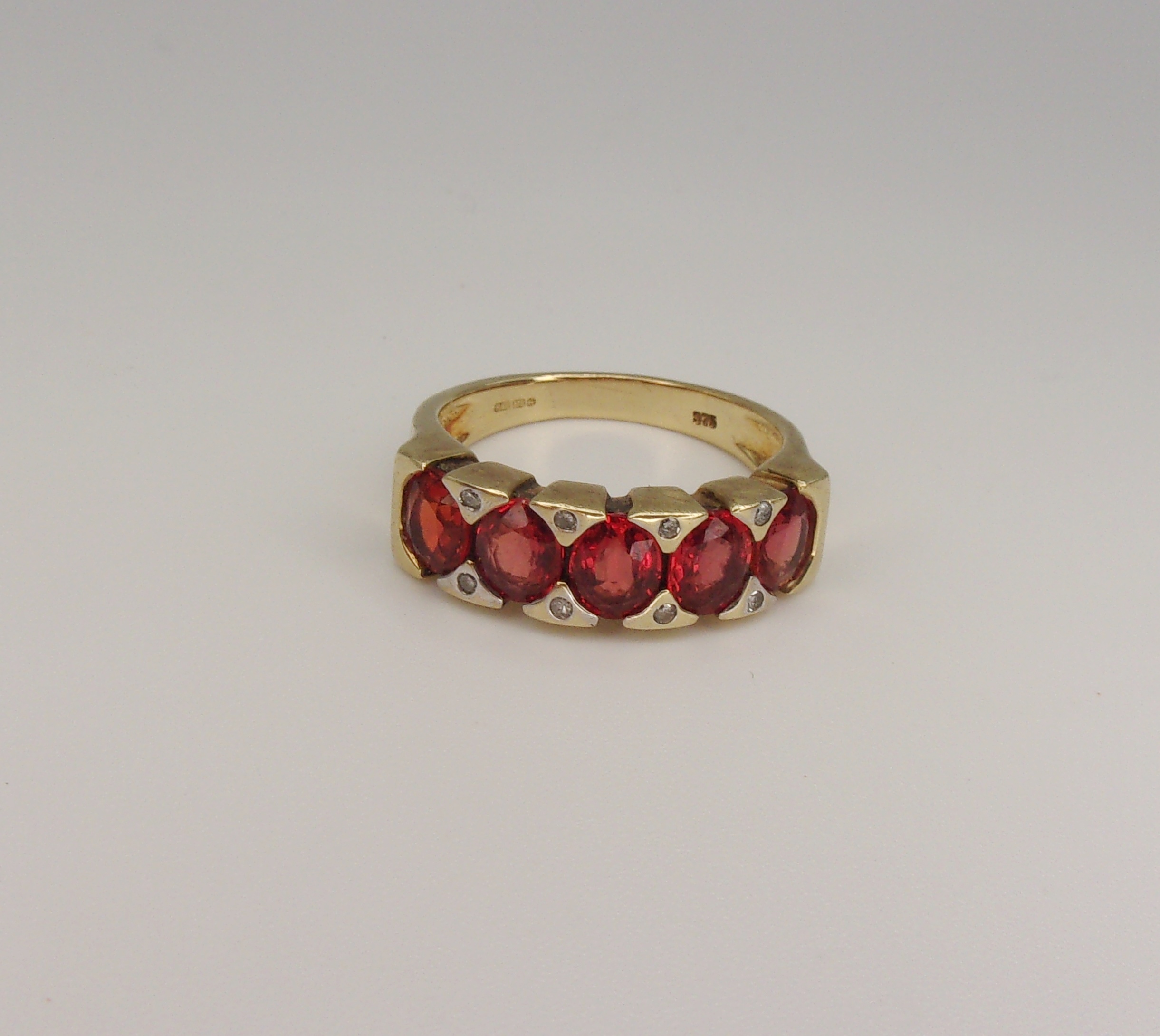 9ct Yellow Gold Ruby & Diamond Ring UK Size K US 5 ¼