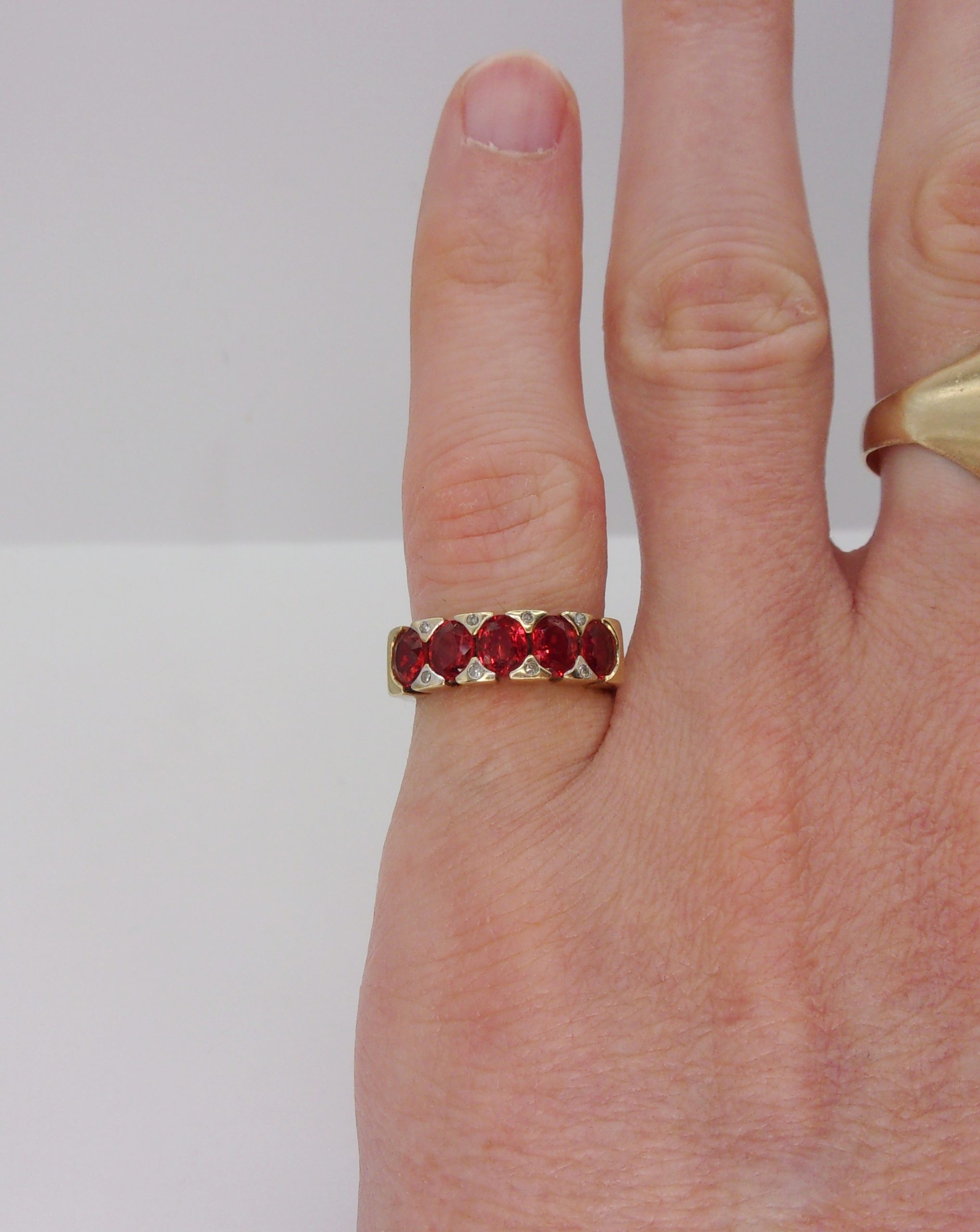 9ct Yellow Gold Ruby & Diamond Ring UK Size K US 5 ¼ - Image 6