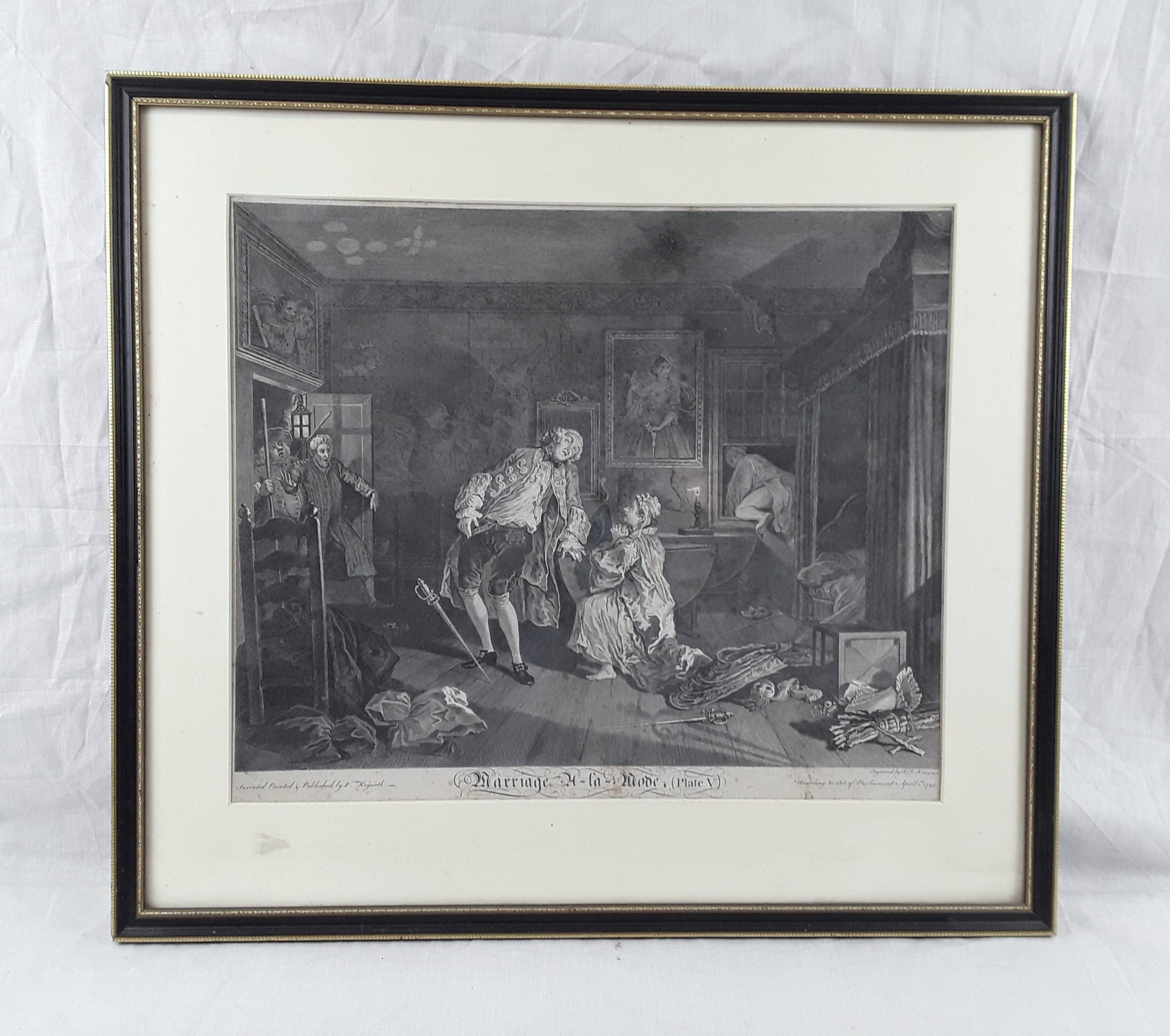 R.F. Ravenet Engraving ‘Marriage A-la-Mode’ Plate V After William Hogarth c1745