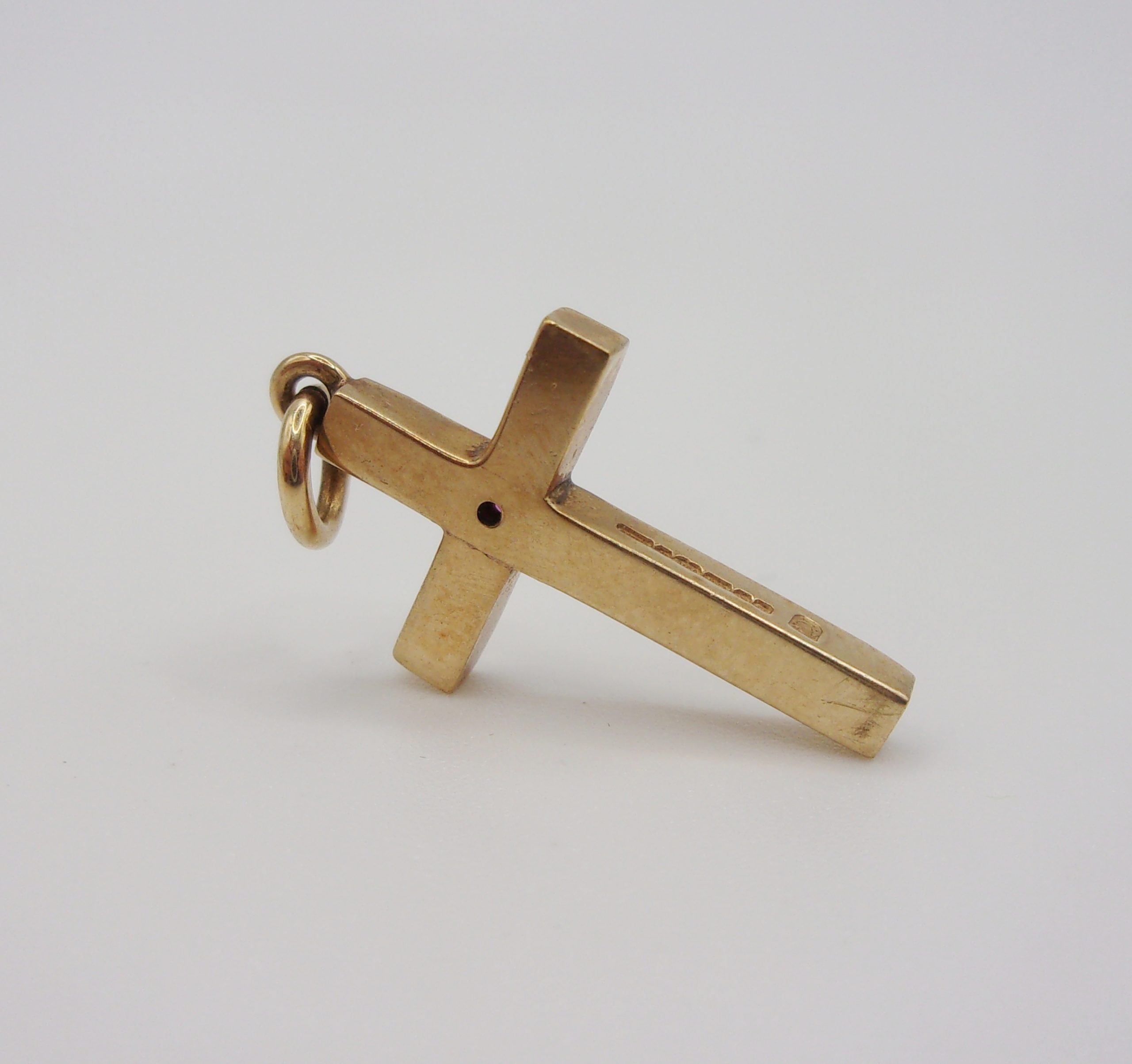 9ct Yellow Gold & Ruby Cross Pendant Charm - Image 5