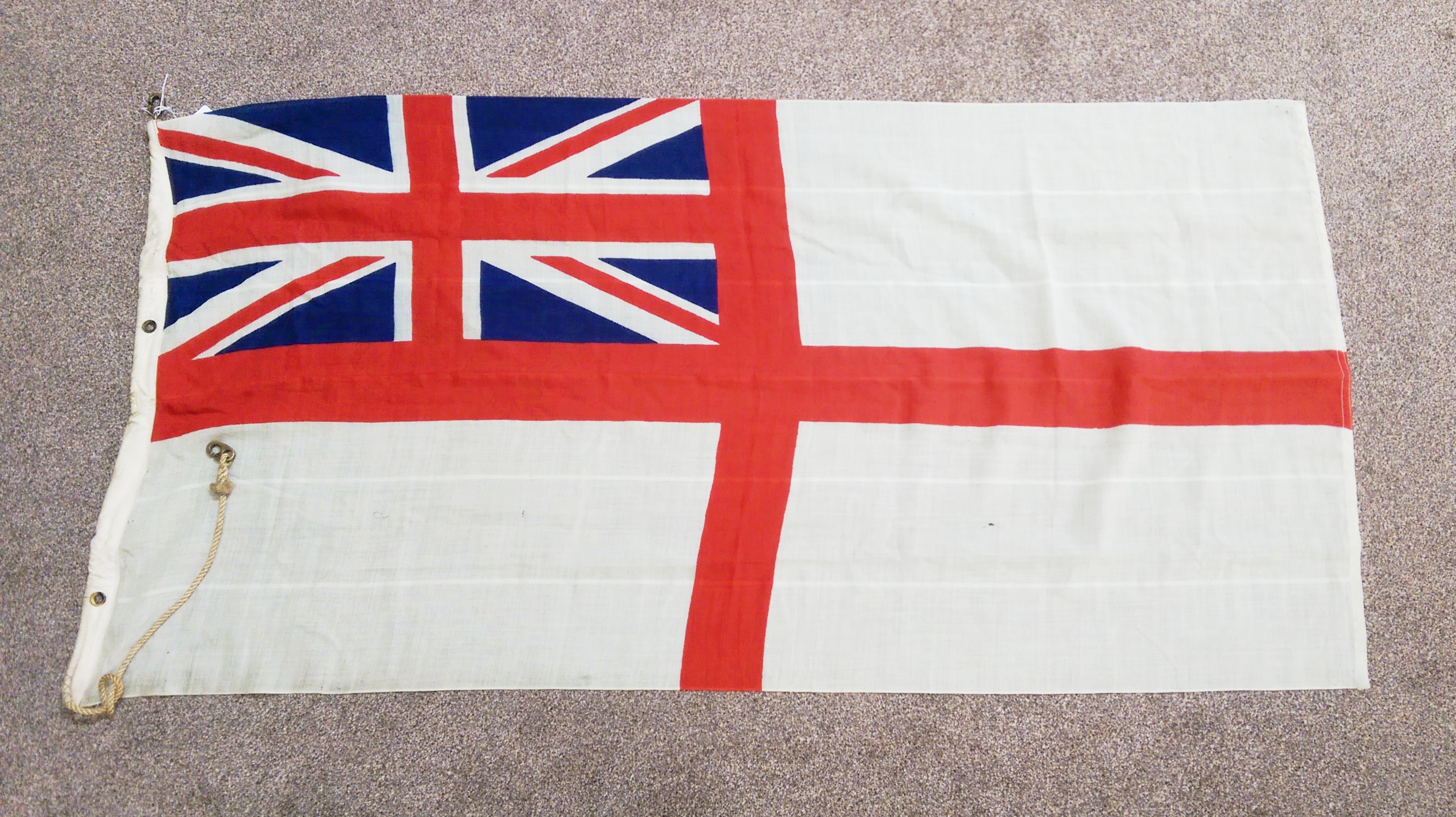 WW2 British Royal Navy White Ensign Ships Flag From HMS Pink Flower Class Corvette