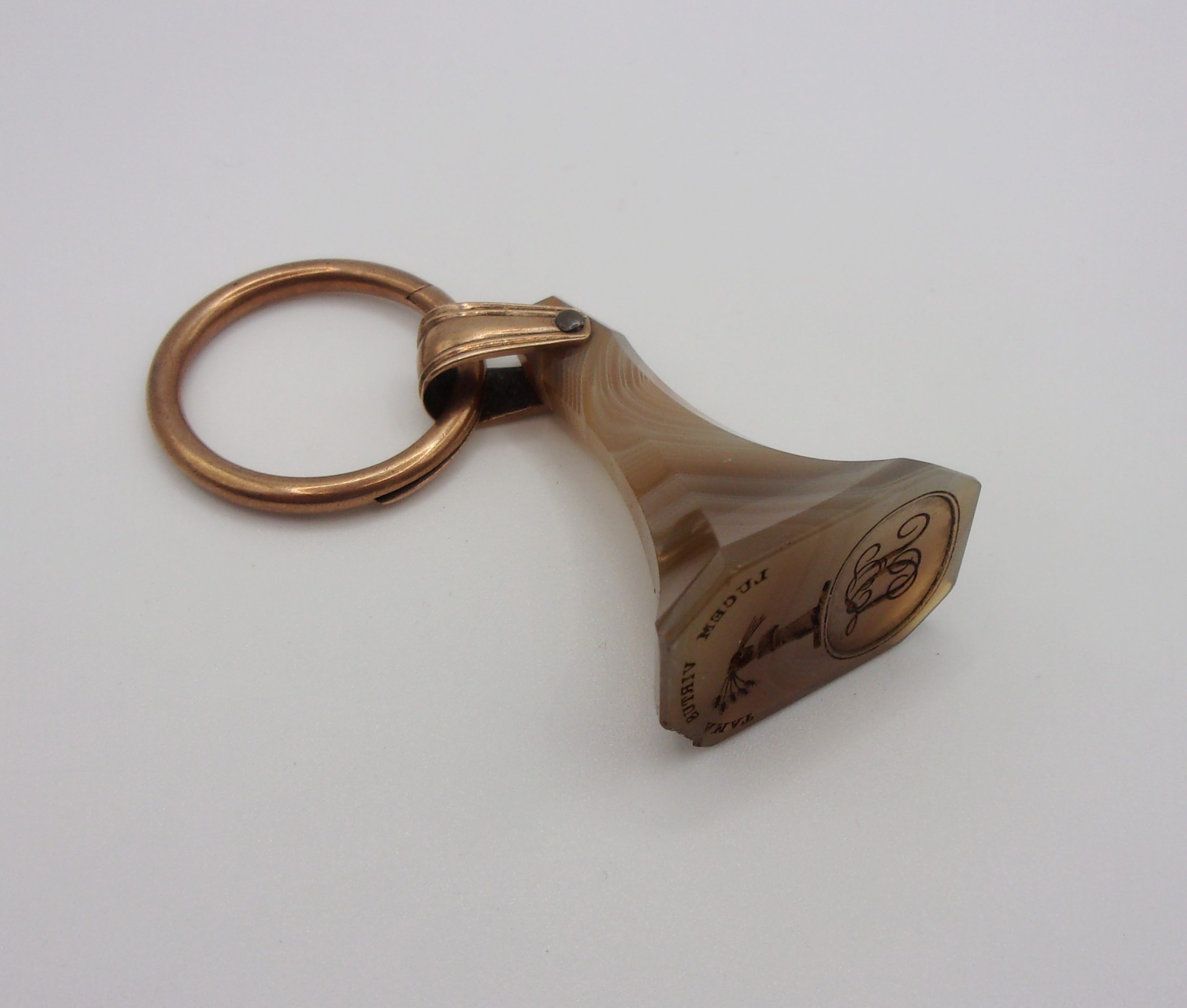 Victorian Rose Gold Plated Agate Seal Stamp Fob