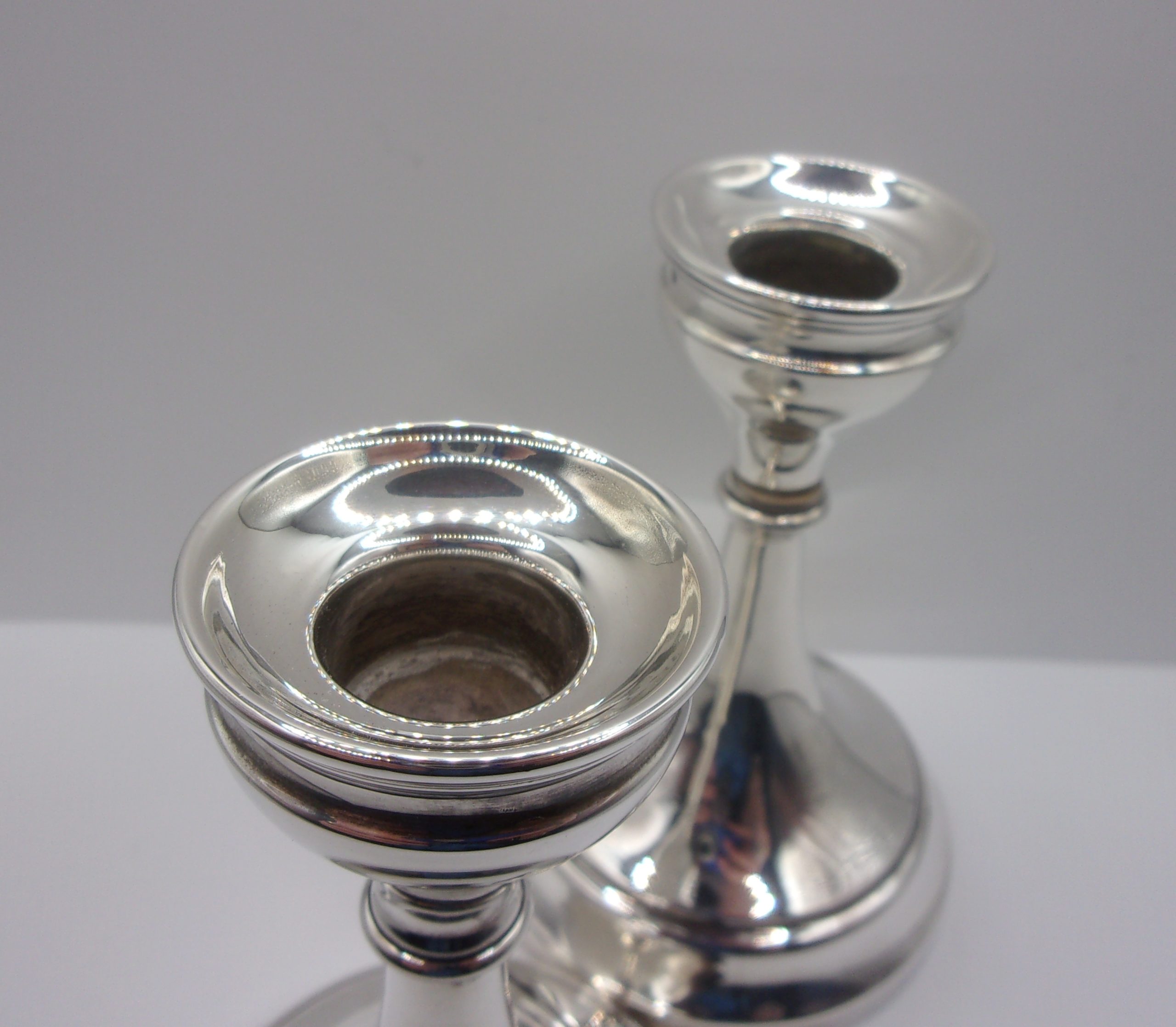 Pair Of Squat Sterling Silver Candlesticks – Birmingham 1920 - Image 2