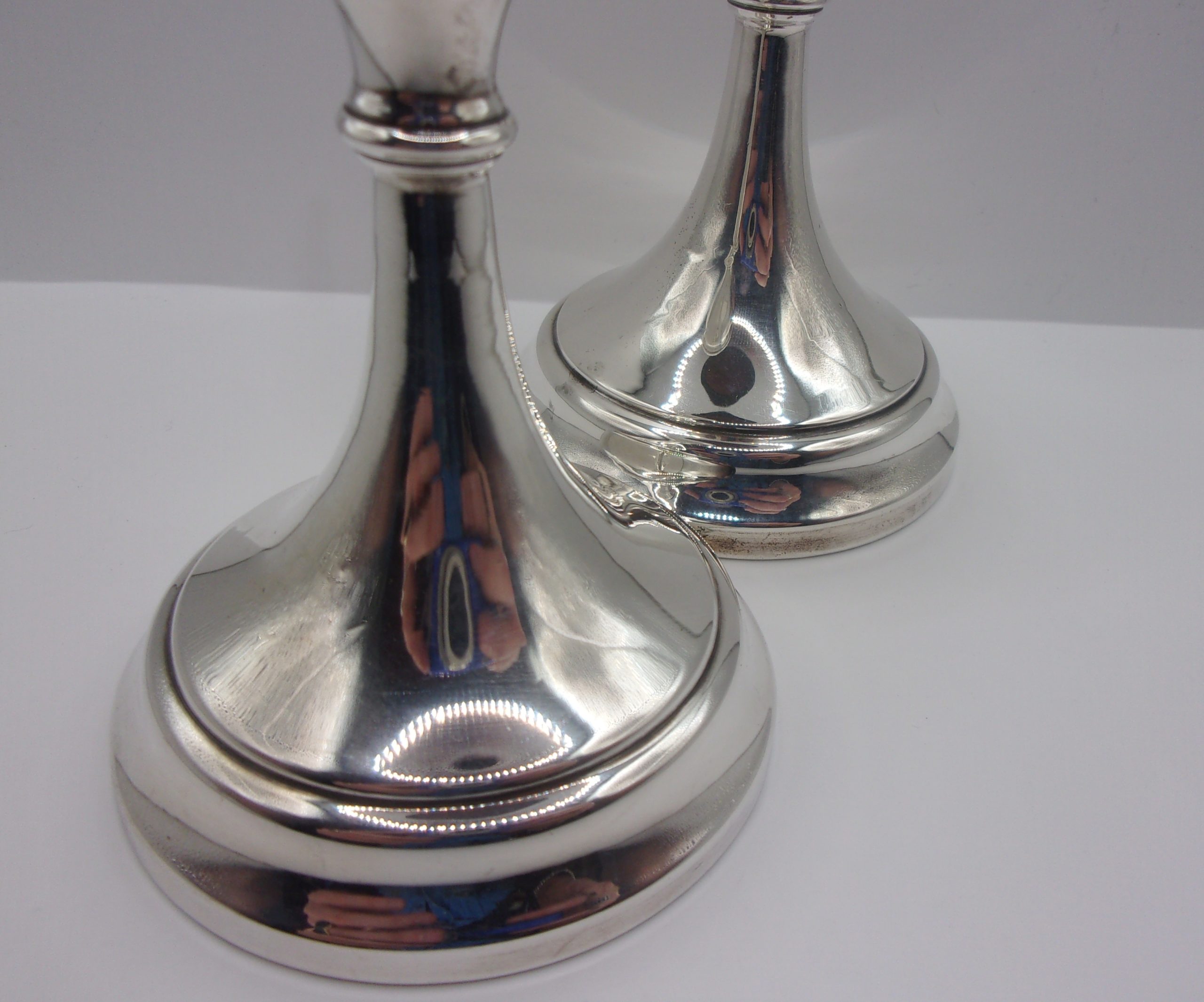 Pair Of Squat Sterling Silver Candlesticks – Birmingham 1920 - Image 3
