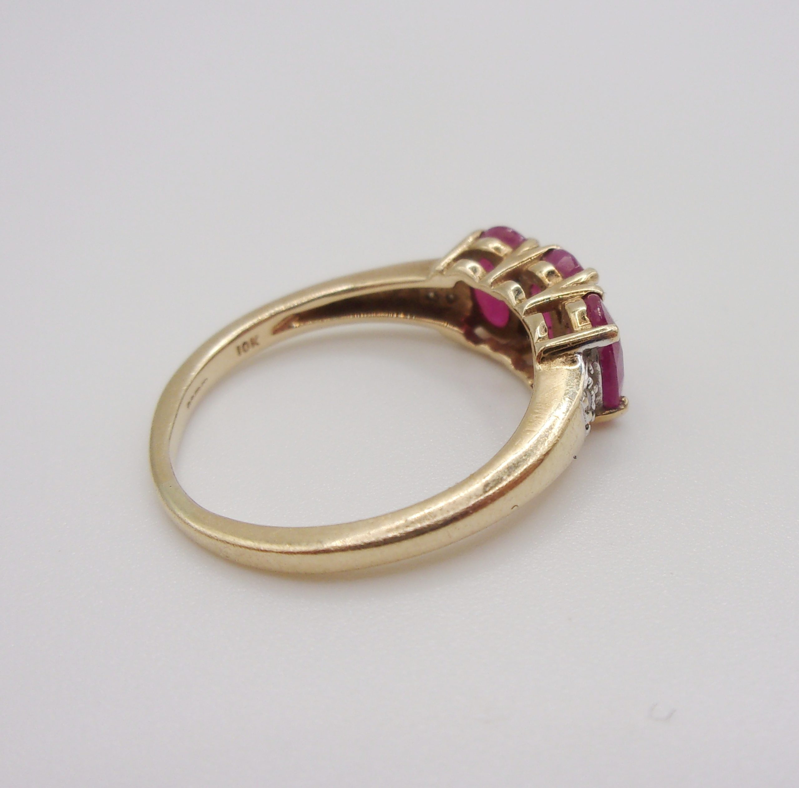 9ct Yellow Gold Ruby & Diamond Ring UK Size J+ US 5 - Image 4