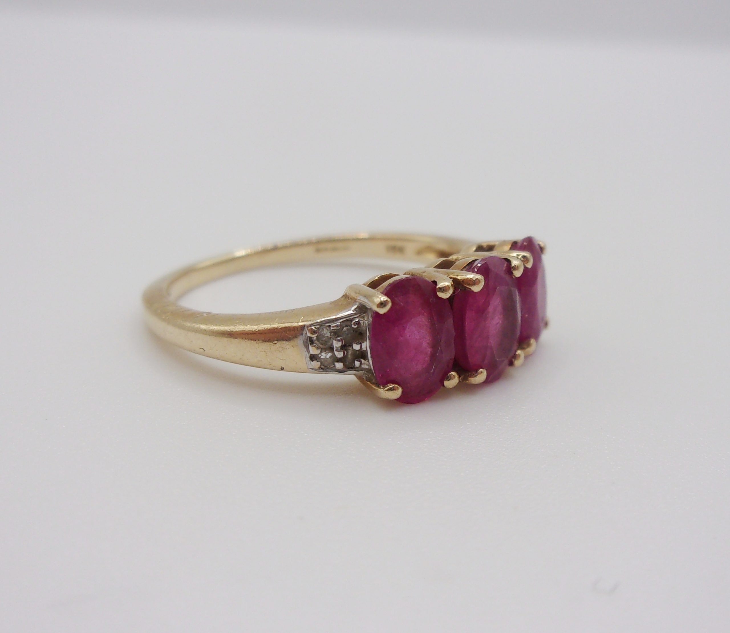 9ct Yellow Gold Ruby & Diamond Ring UK Size J+ US 5 - Image 5