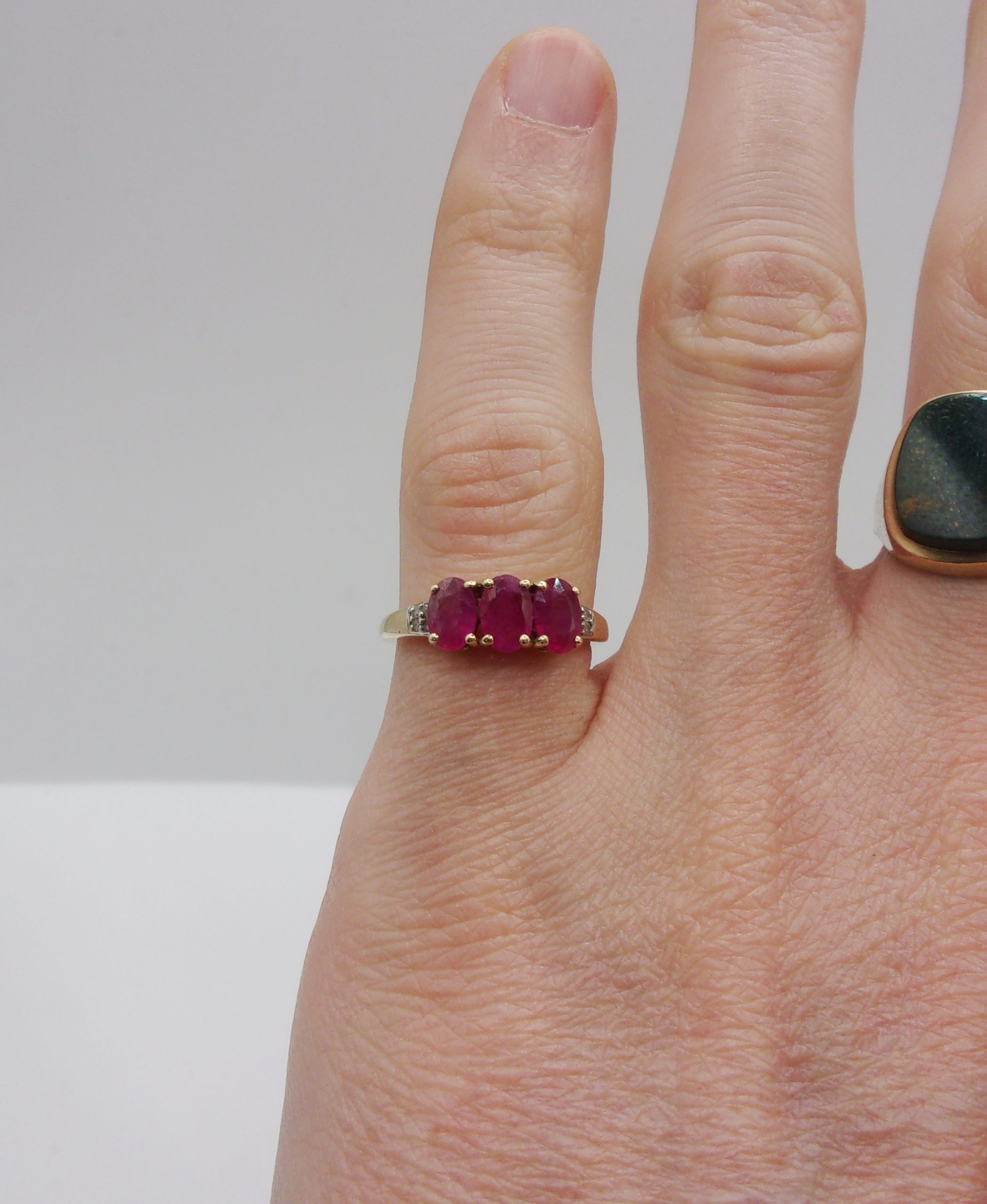 9ct Yellow Gold Ruby & Diamond Ring UK Size J+ US 5 - Image 6