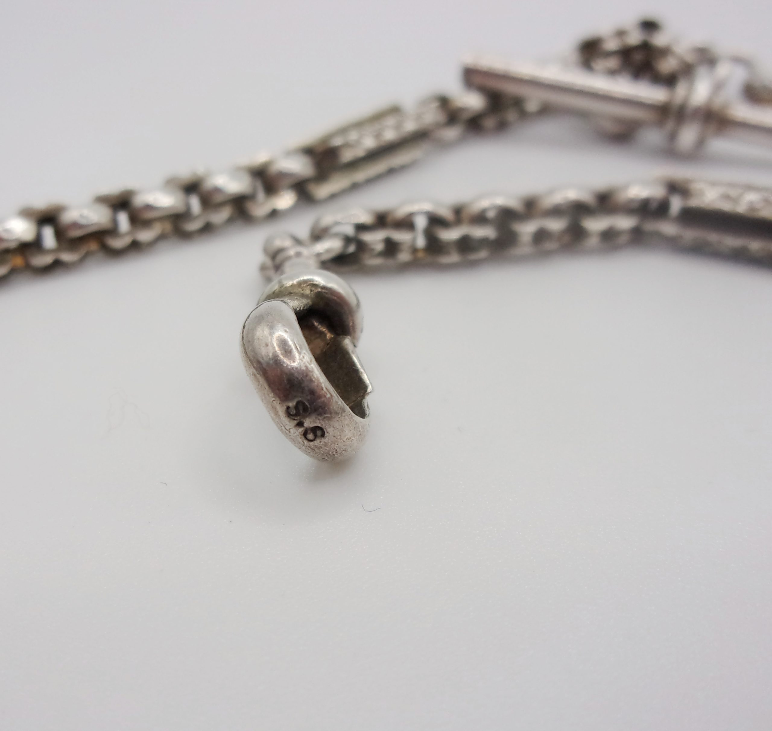 Sterling Silver Double Albert Watch Chain With 1902 Birmingham Vesta Case - Image 10