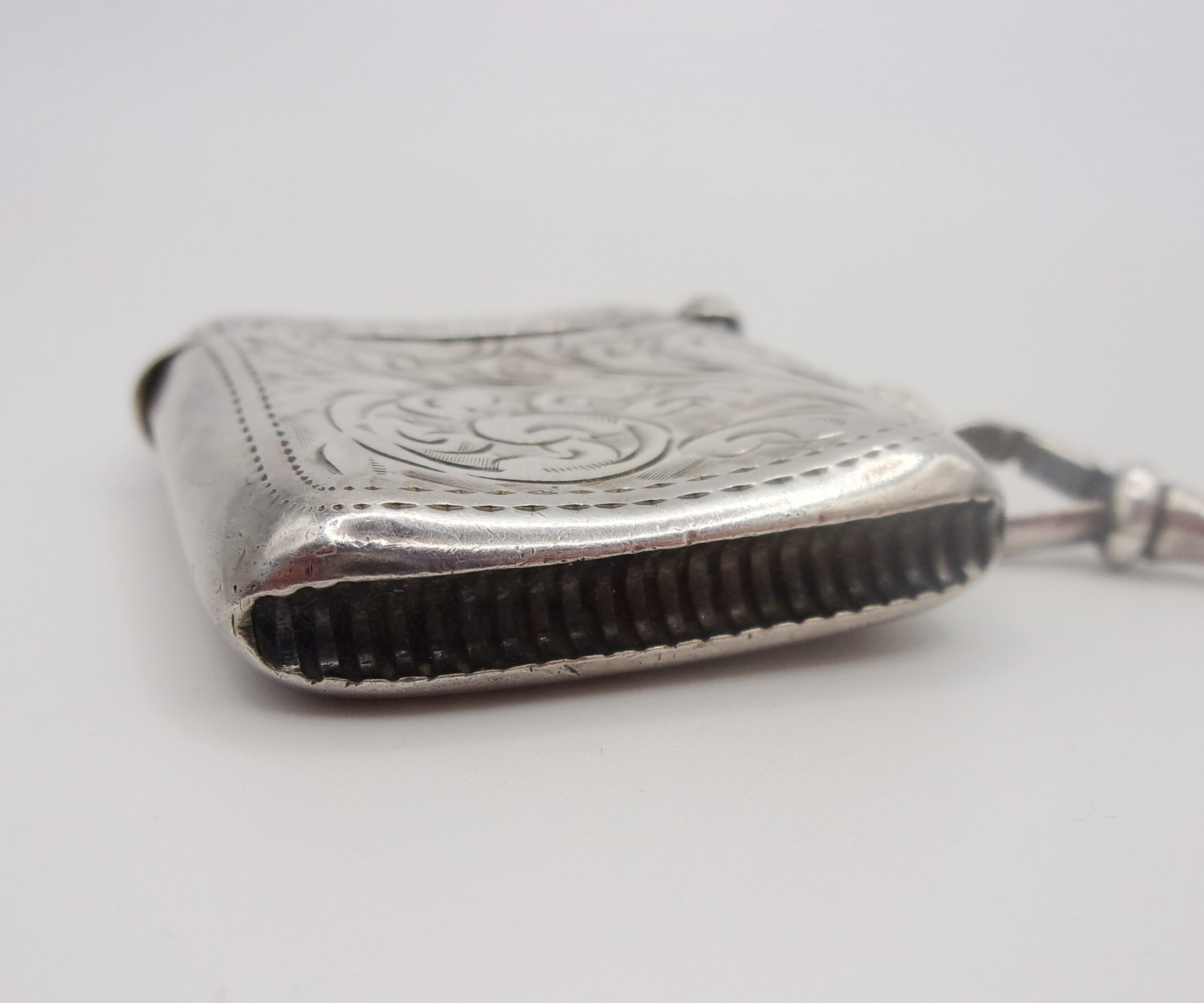 Sterling Silver Double Albert Watch Chain With 1902 Birmingham Vesta Case - Image 11