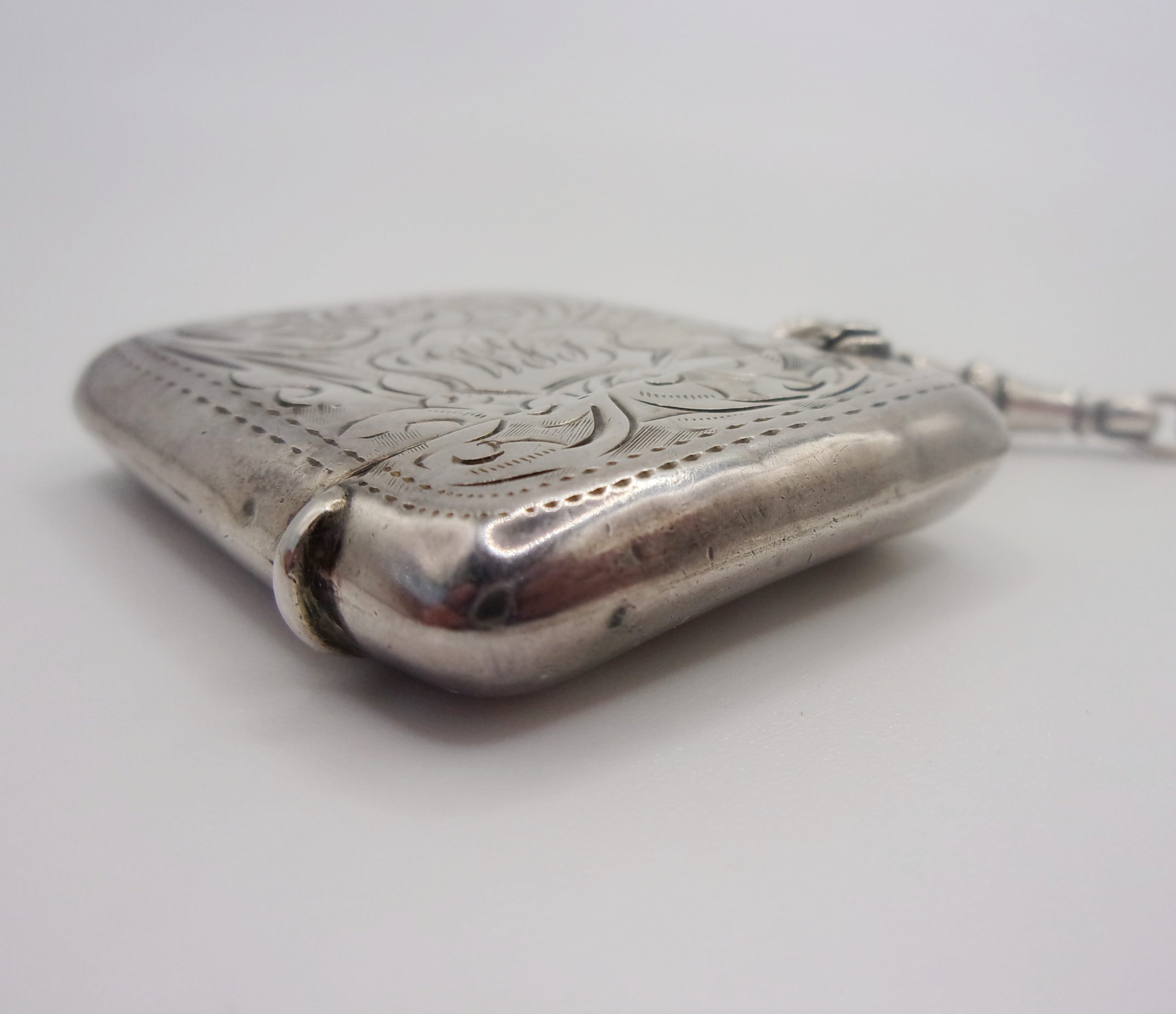 Sterling Silver Double Albert Watch Chain With 1902 Birmingham Vesta Case - Image 12