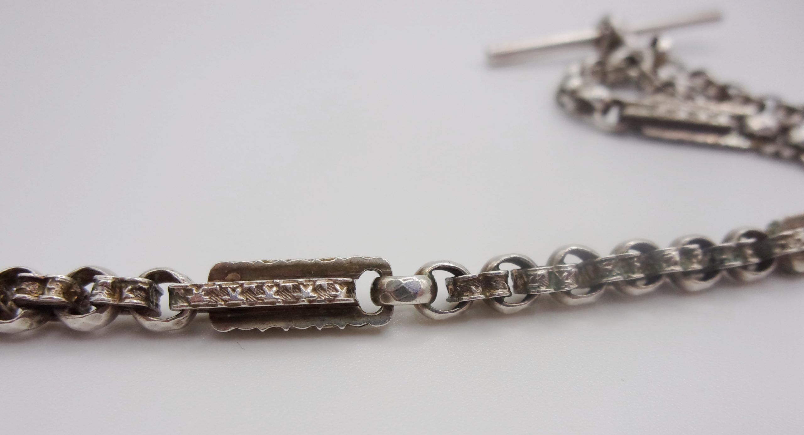 Sterling Silver Double Albert Watch Chain With 1902 Birmingham Vesta Case - Image 5