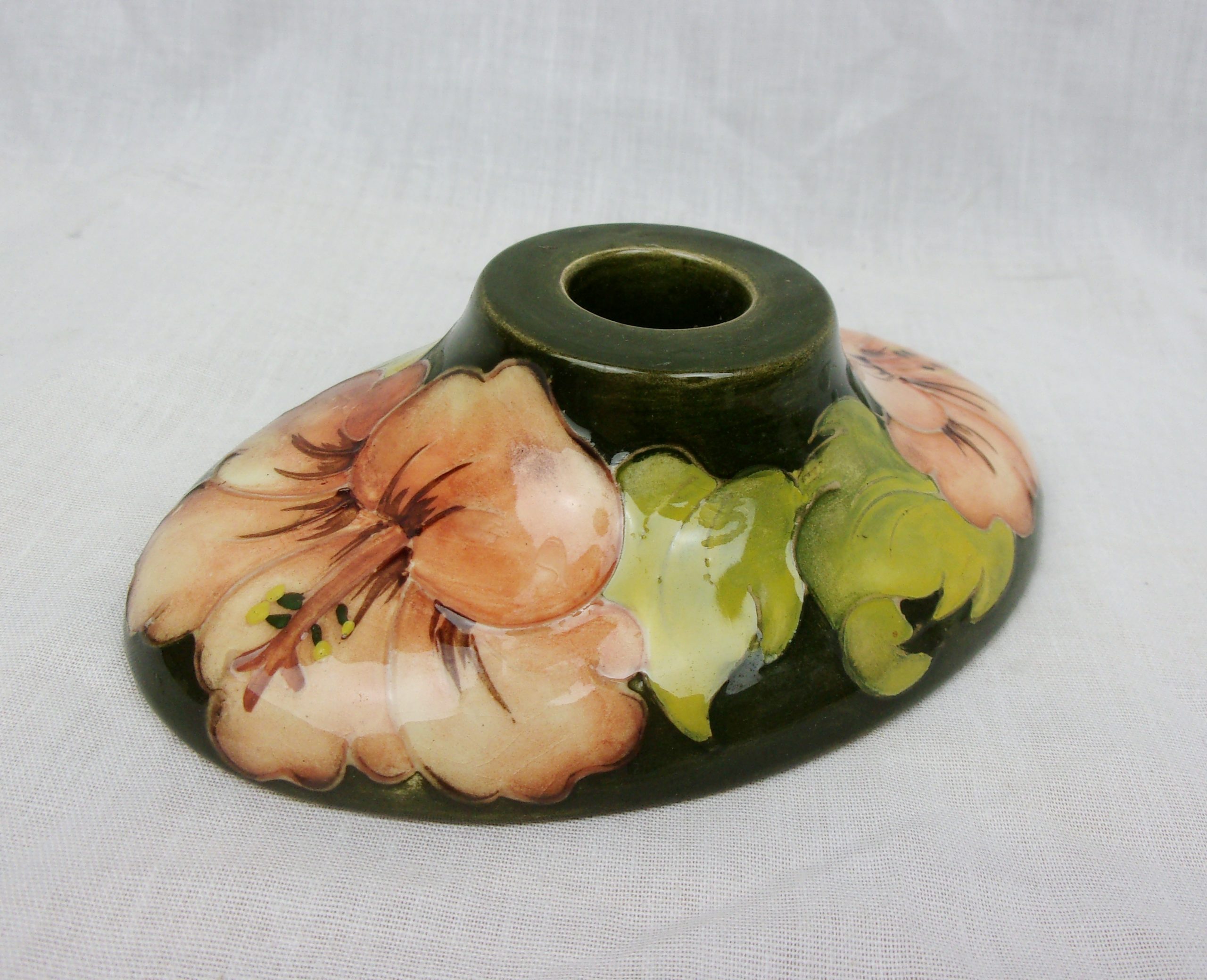 Moorcroft Magnolia Pattern Candle Stand with Queen Mary Label