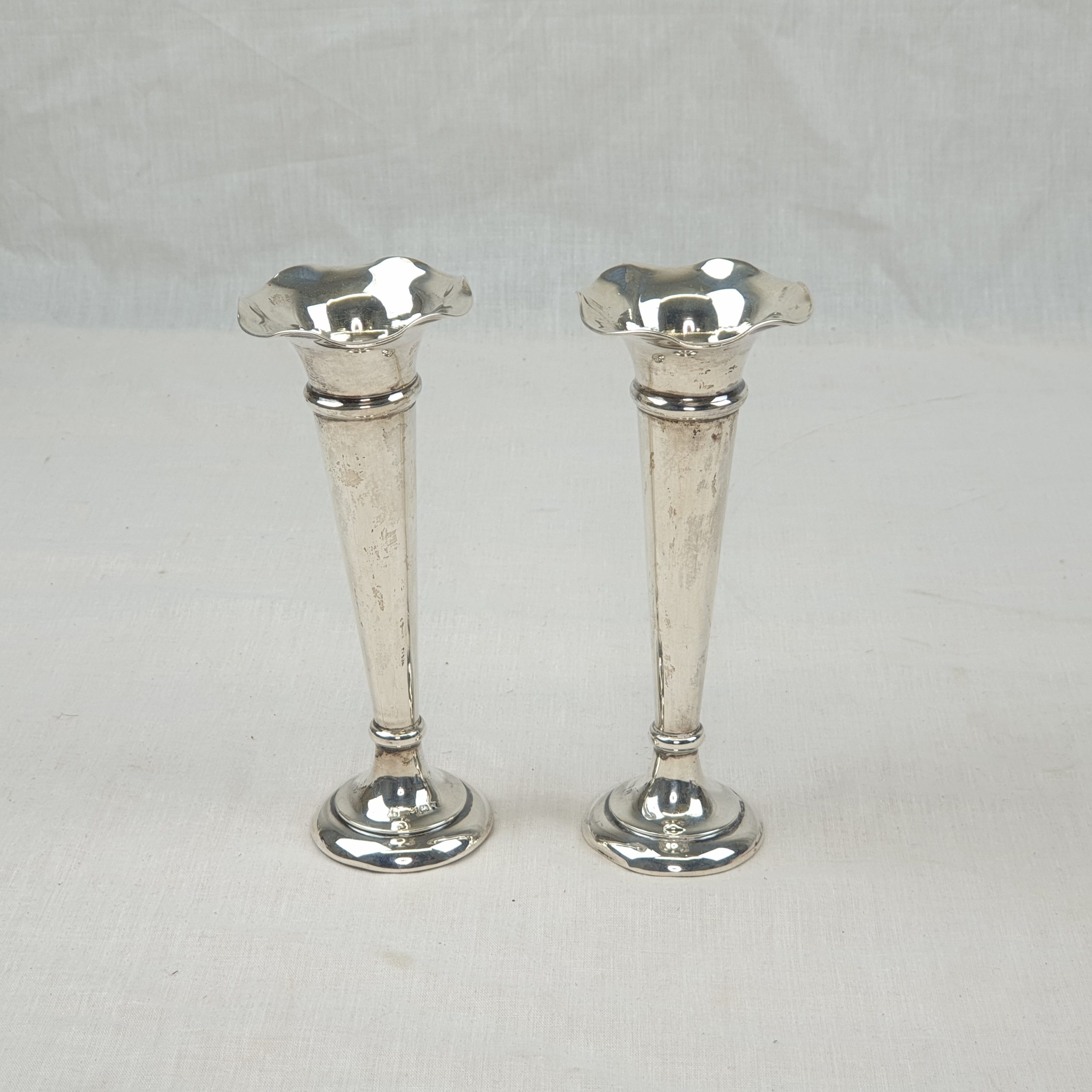 Pair Of Birmingham 1915 Silver Trumpet Vases - Image 2