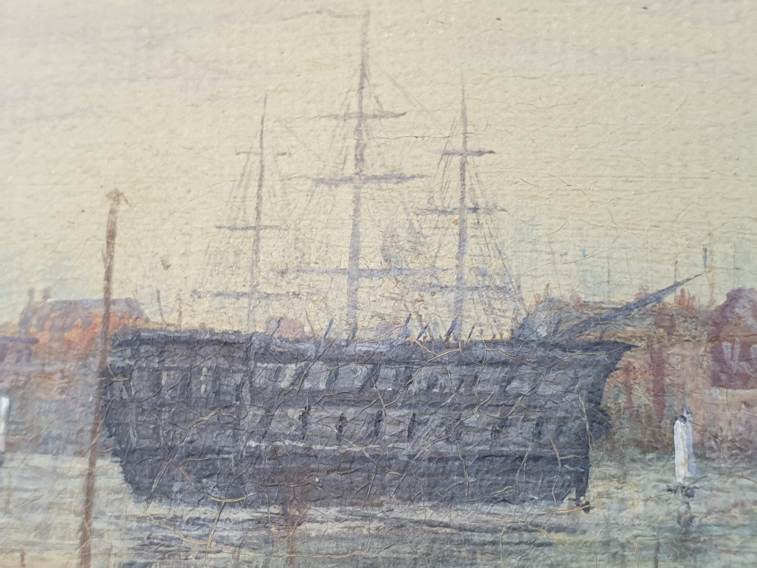 Pair Of Circa 1880 Oil Paintings By C Allan Of Porchester Castle And Portsmouth Harbour - Image 6