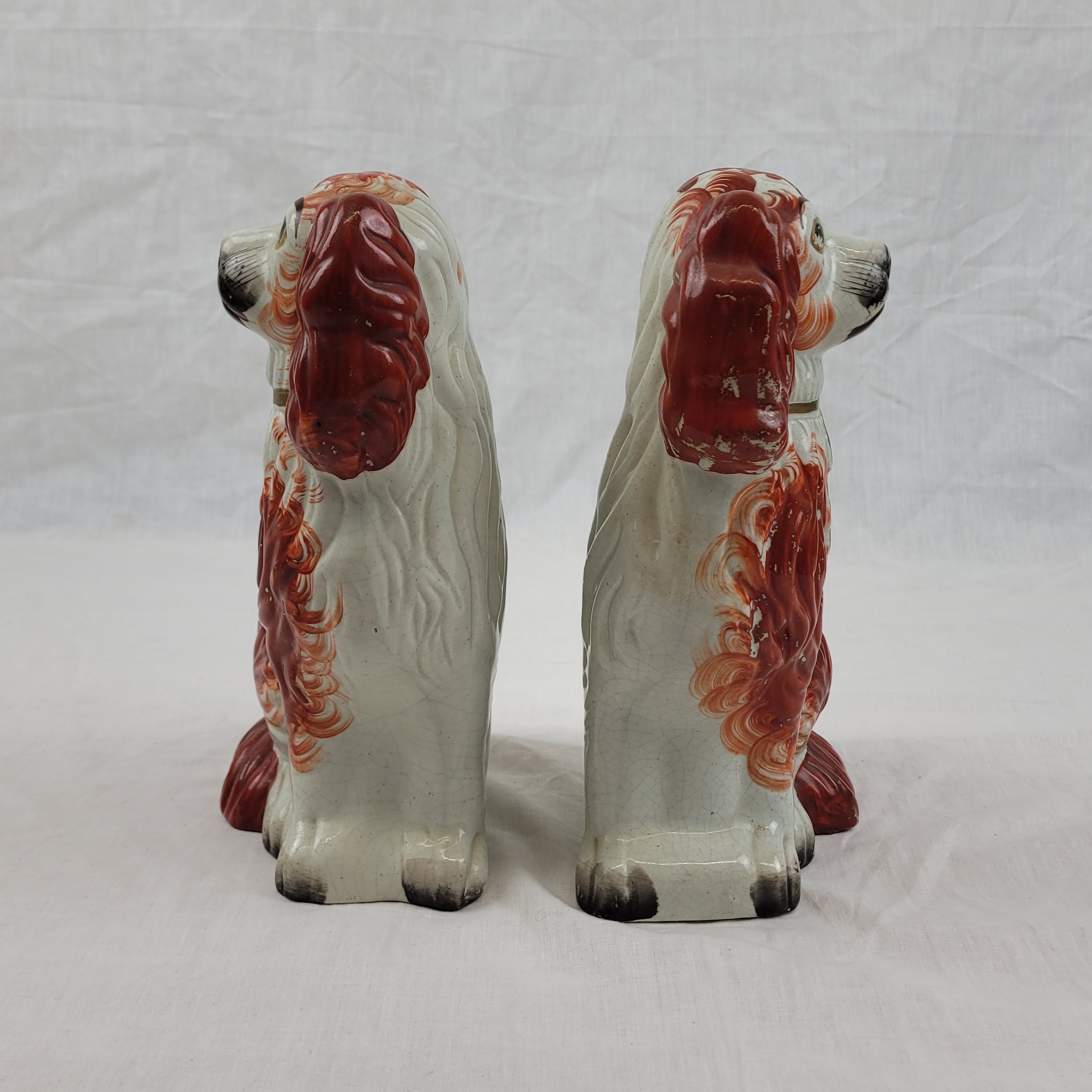 Pair Of Victorian Staffordshire Cream And Tan Fireside Dogs - Image 3