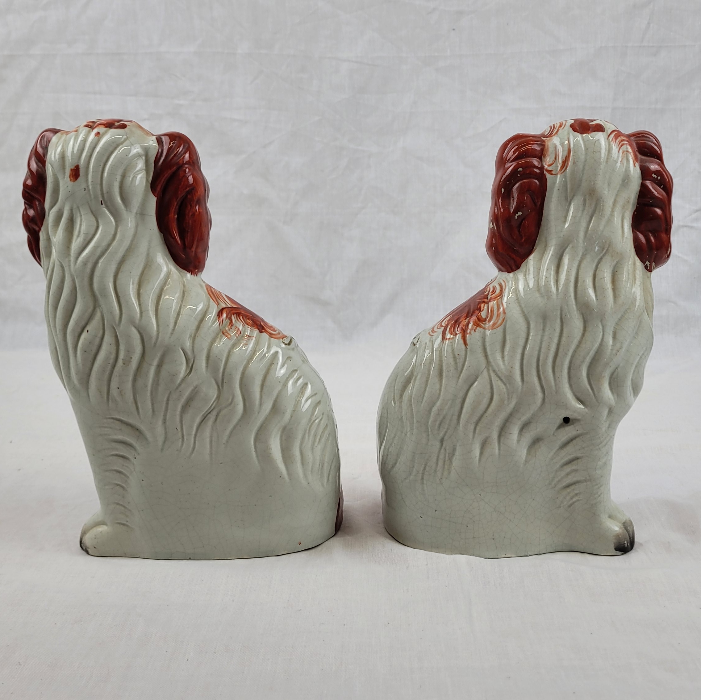 Pair Of Victorian Staffordshire Cream And Tan Fireside Dogs - Image 4