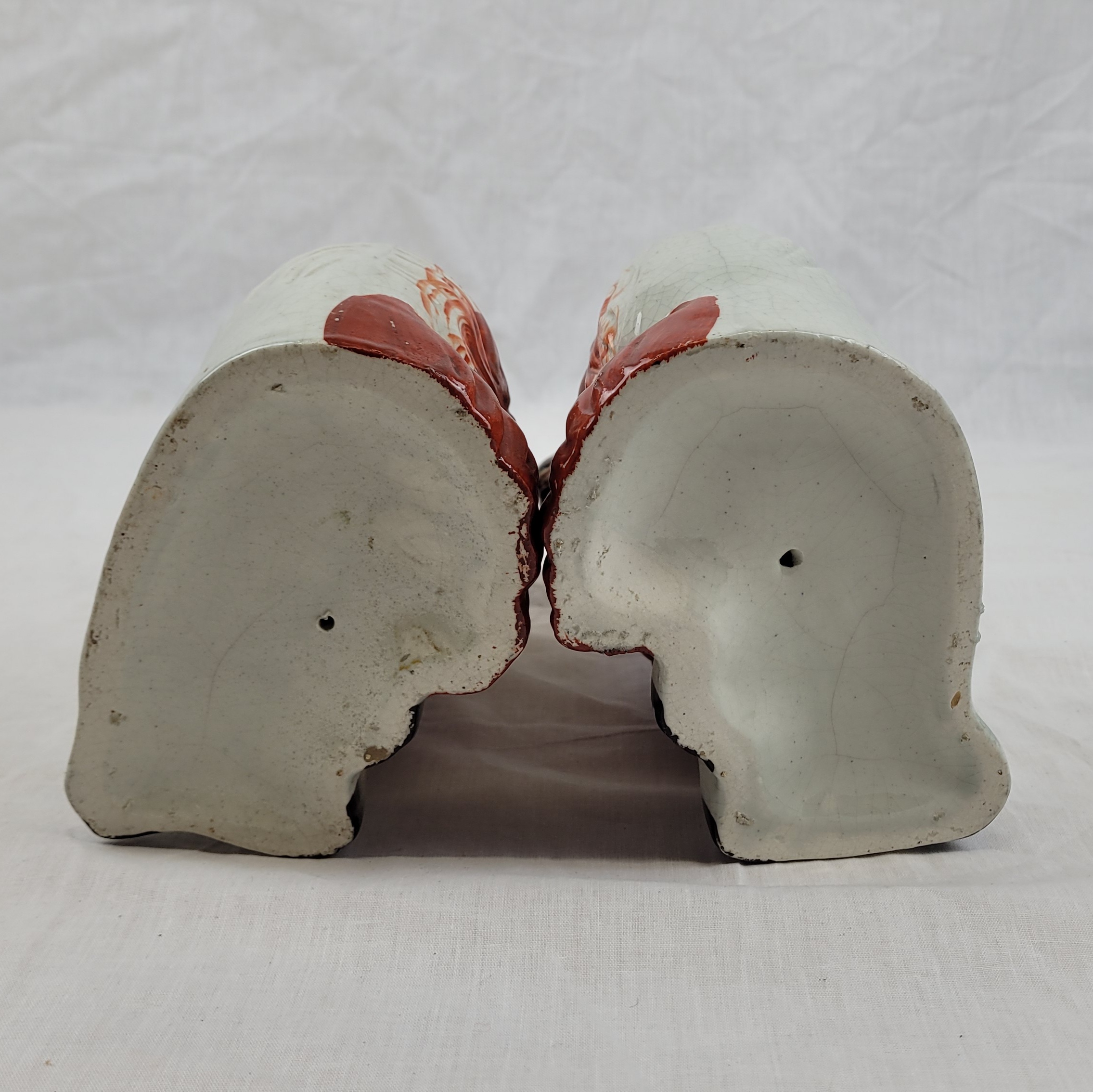 Pair Of Victorian Staffordshire Cream And Tan Fireside Dogs - Image 7