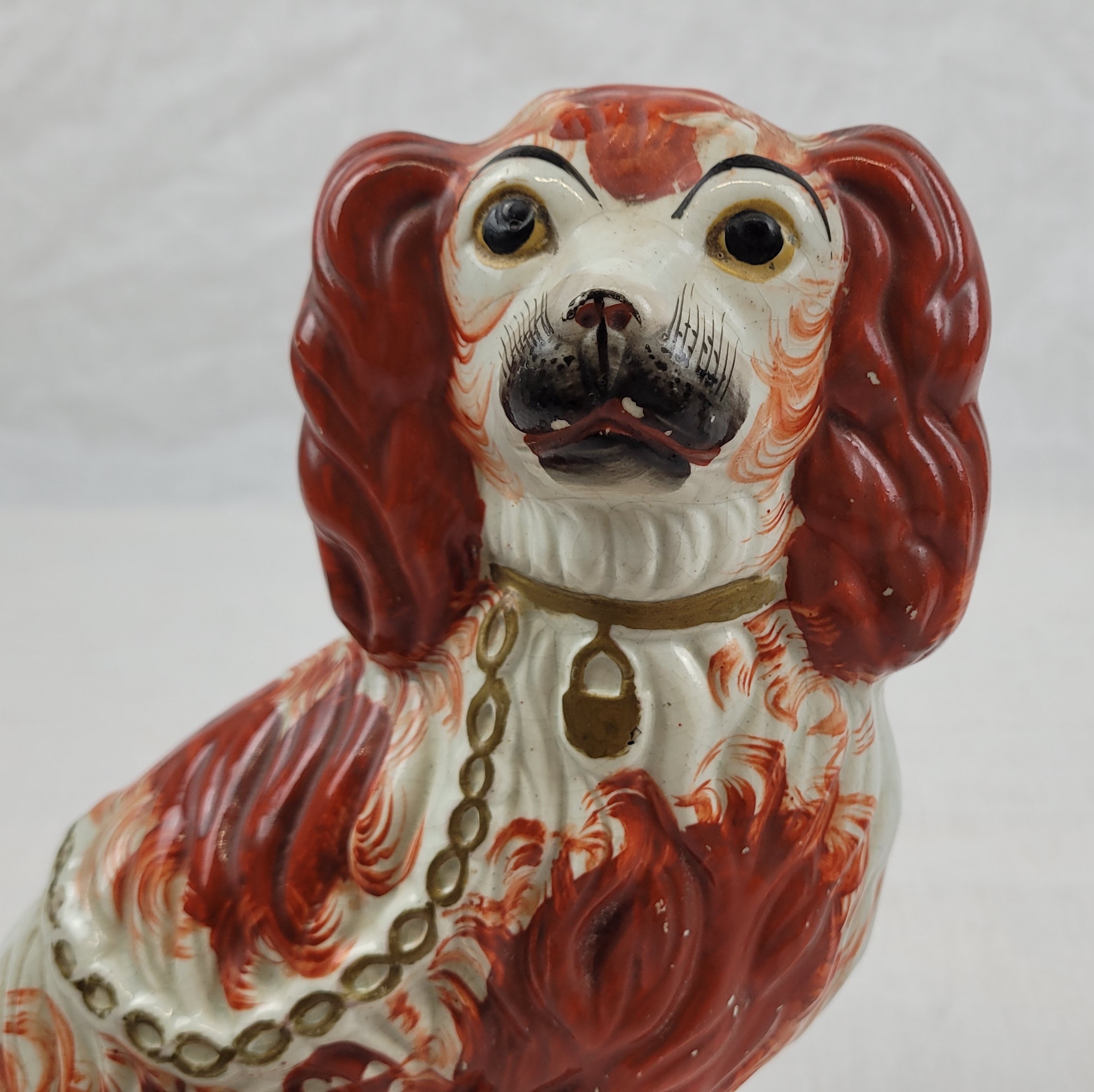 Pair Of Victorian Staffordshire Cream And Tan Fireside Dogs - Image 5