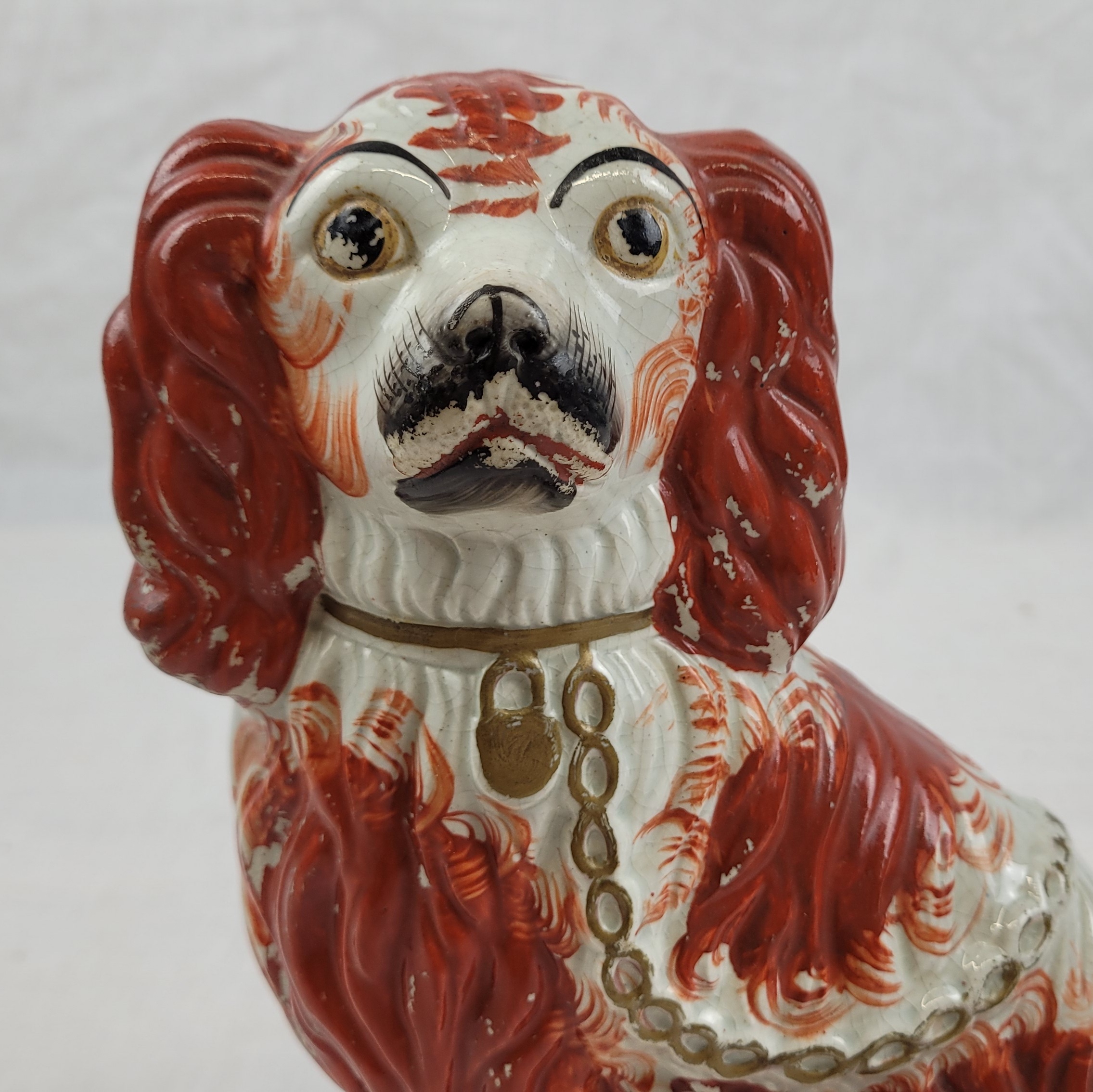 Pair Of Victorian Staffordshire Cream And Tan Fireside Dogs - Image 6