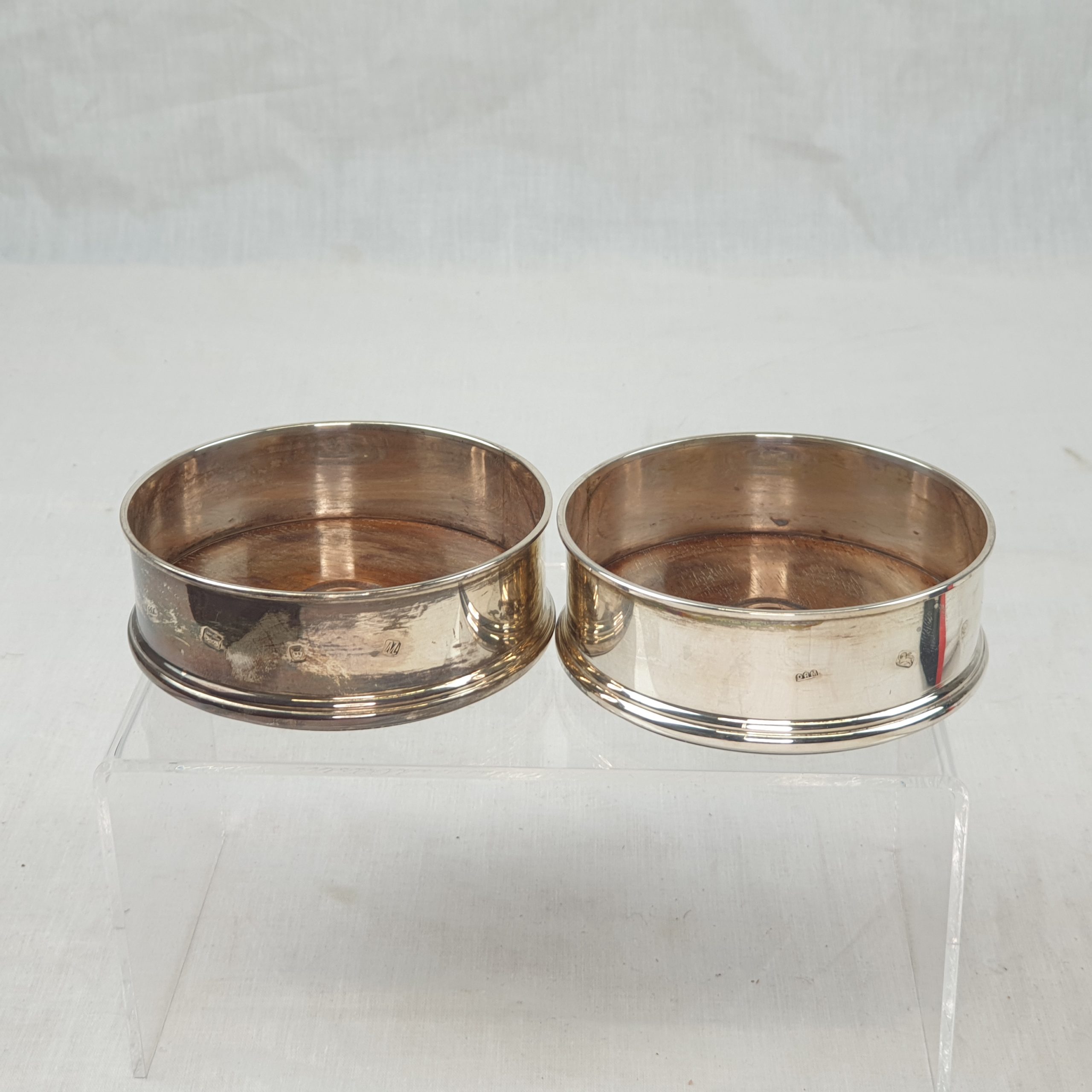 Pair Of Sterling Silver London 1961 Wine Coasters
