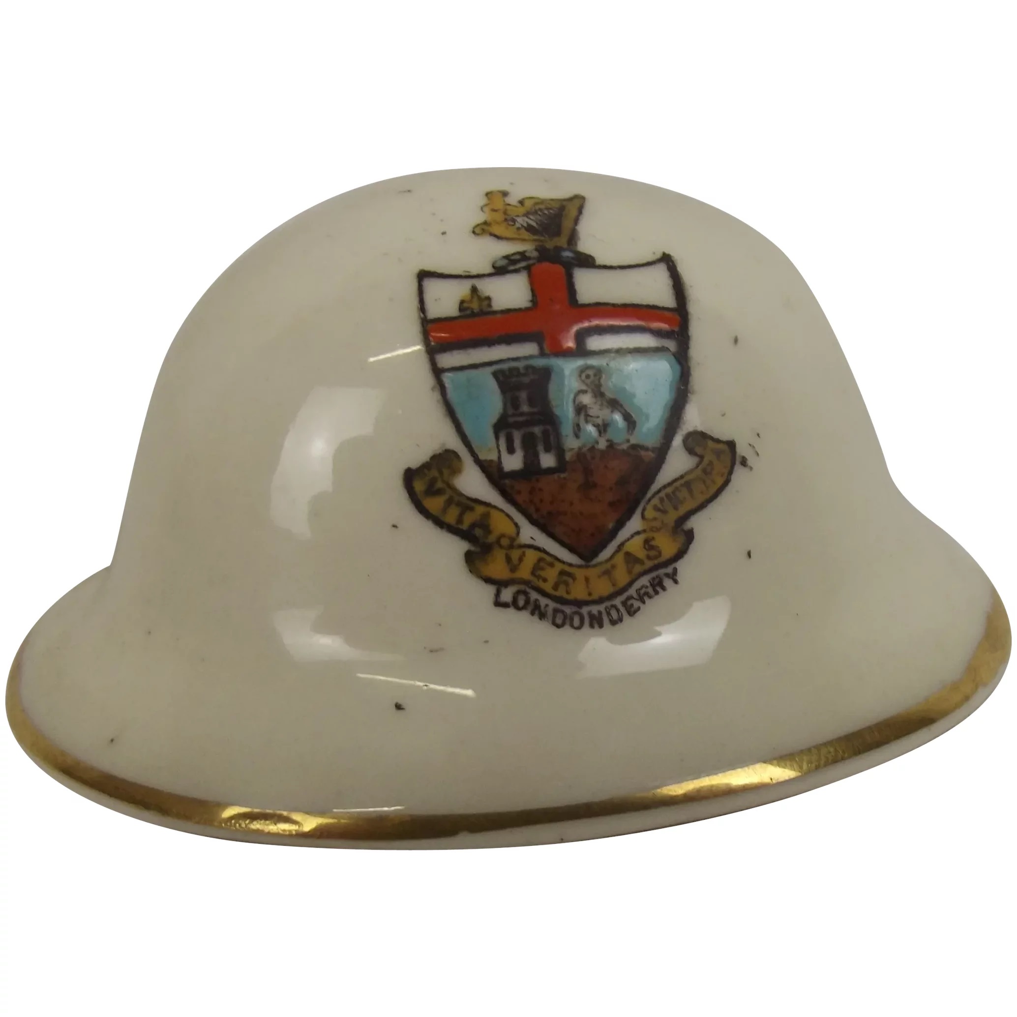 Purcelle Crested China WW1 Brodie Helmet With Londonderry Crest