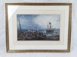 Sidney Goodwin 1867 1944 Unloading Today's Catch At Dusk Watercolour
