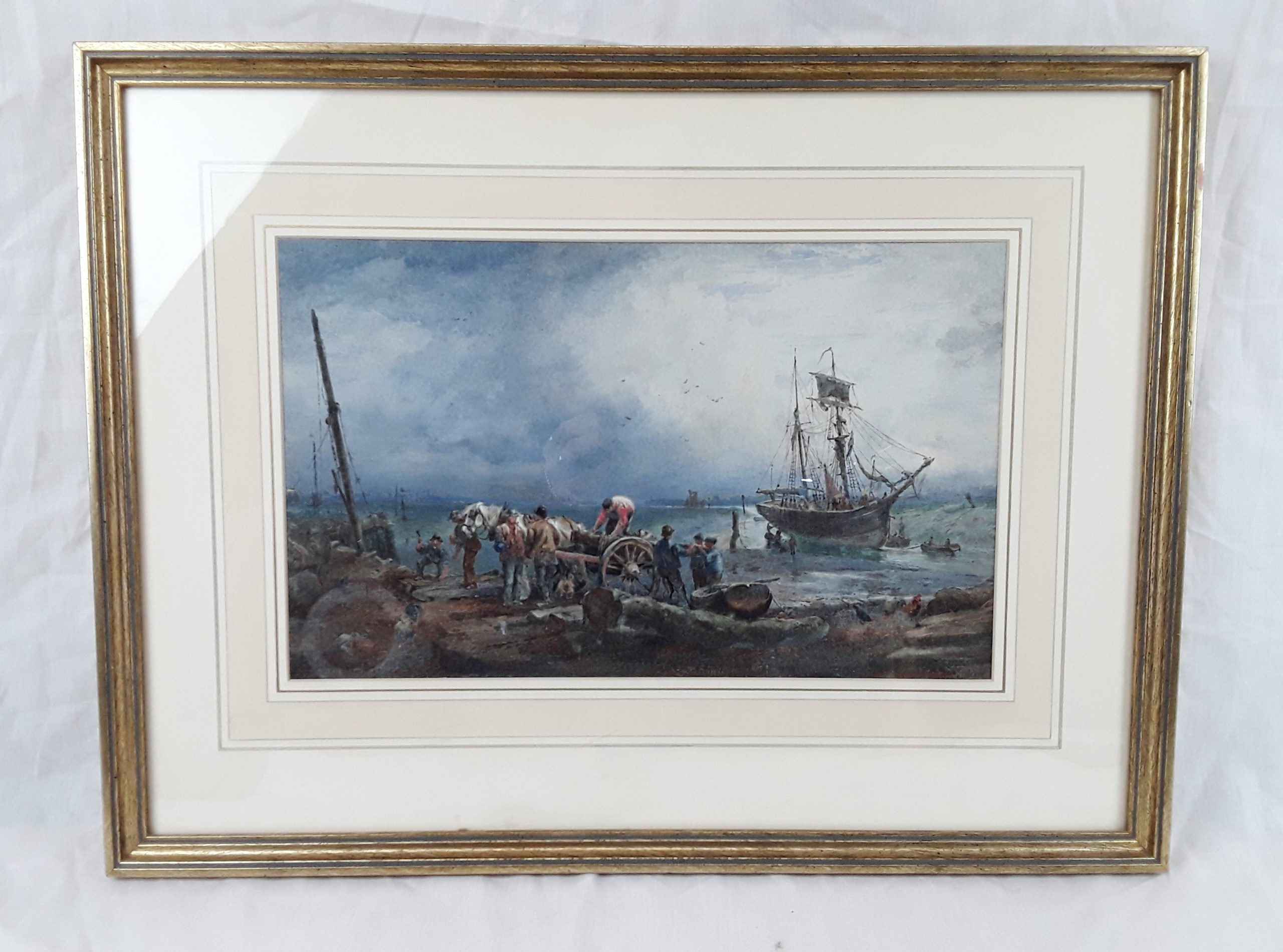 Sidney Goodwin 1867 1944 Unloading Today's Catch At Dusk Watercolour